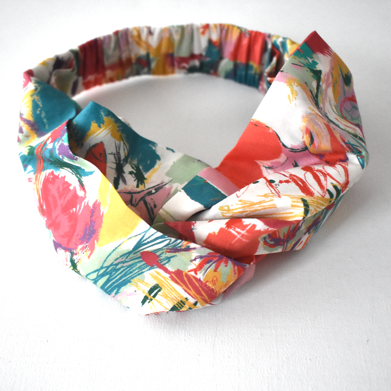 Ladies Twisted Turban Headband - Nine Elms Liberty in Love - Heart print - Silk & Lawn