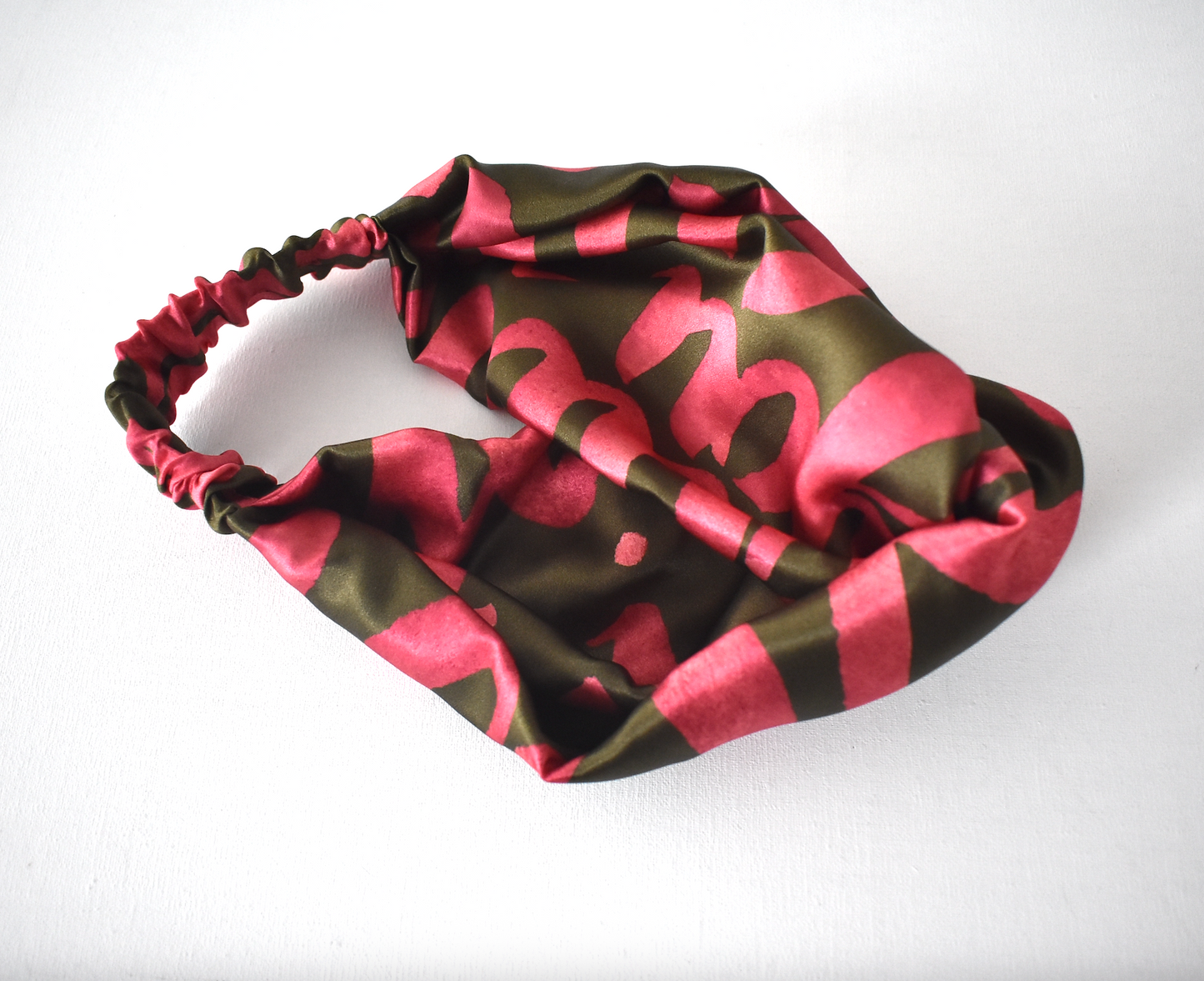 Silk Twisted Turban hairband and neck scarf in Hot Pink Liberty Love Words - 100% Belgravia Silk Satin