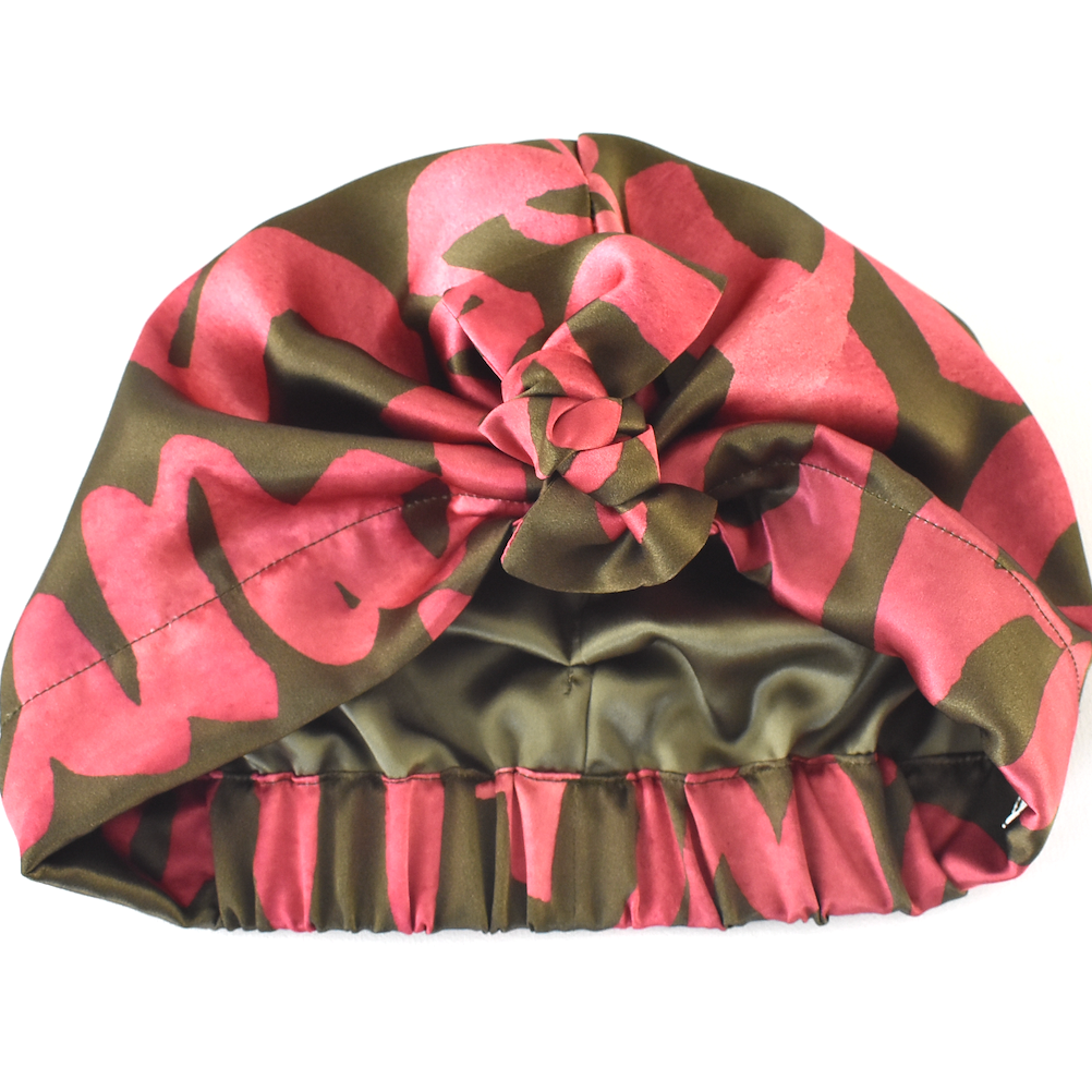 Luxury Silk Turban & Head wrap - Liberty Cupid's Bow print on Silk Satin - Silk & Lawn