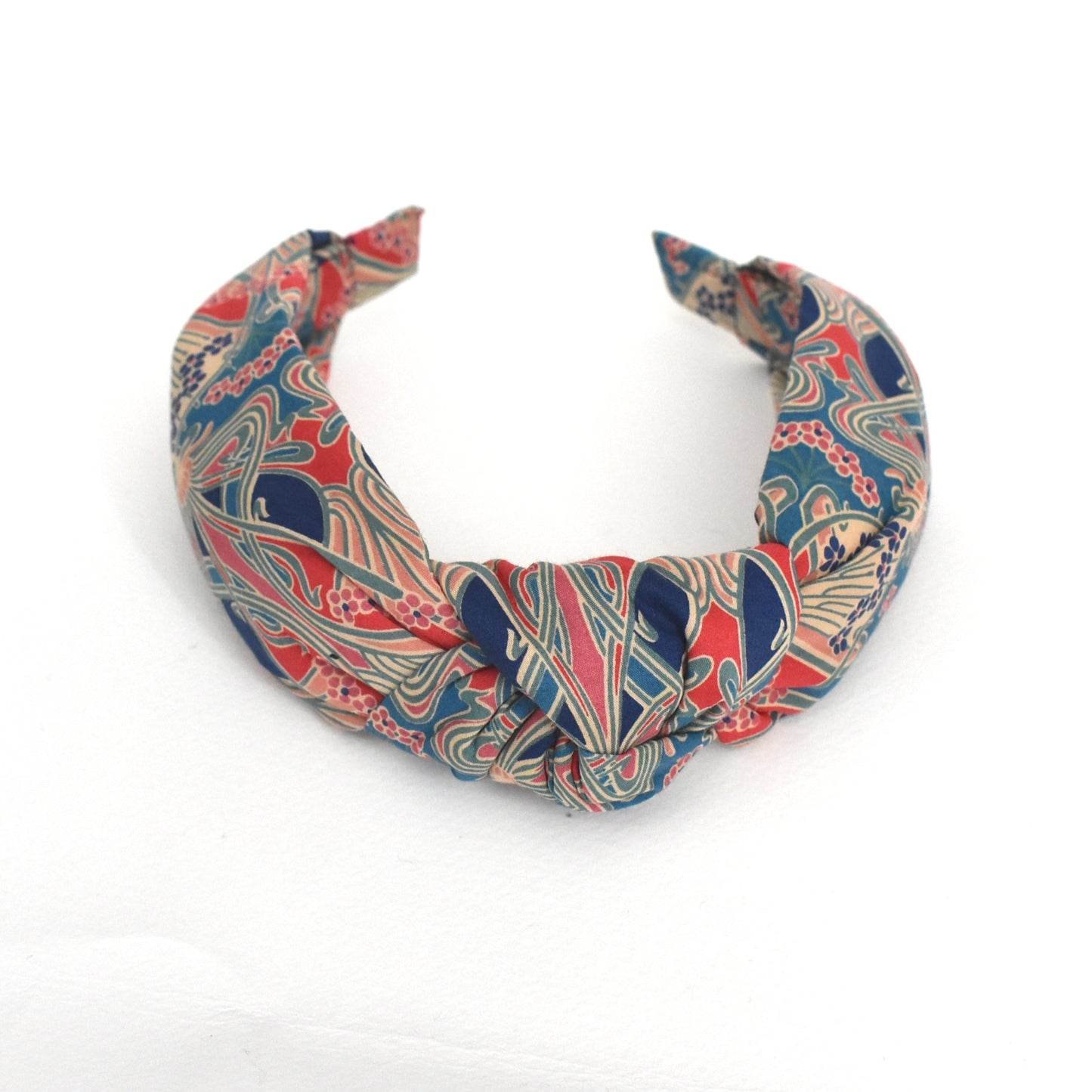 Twisted or Knot Alice band in Red Ilanthe Liberty of London Tana Lawn cotton