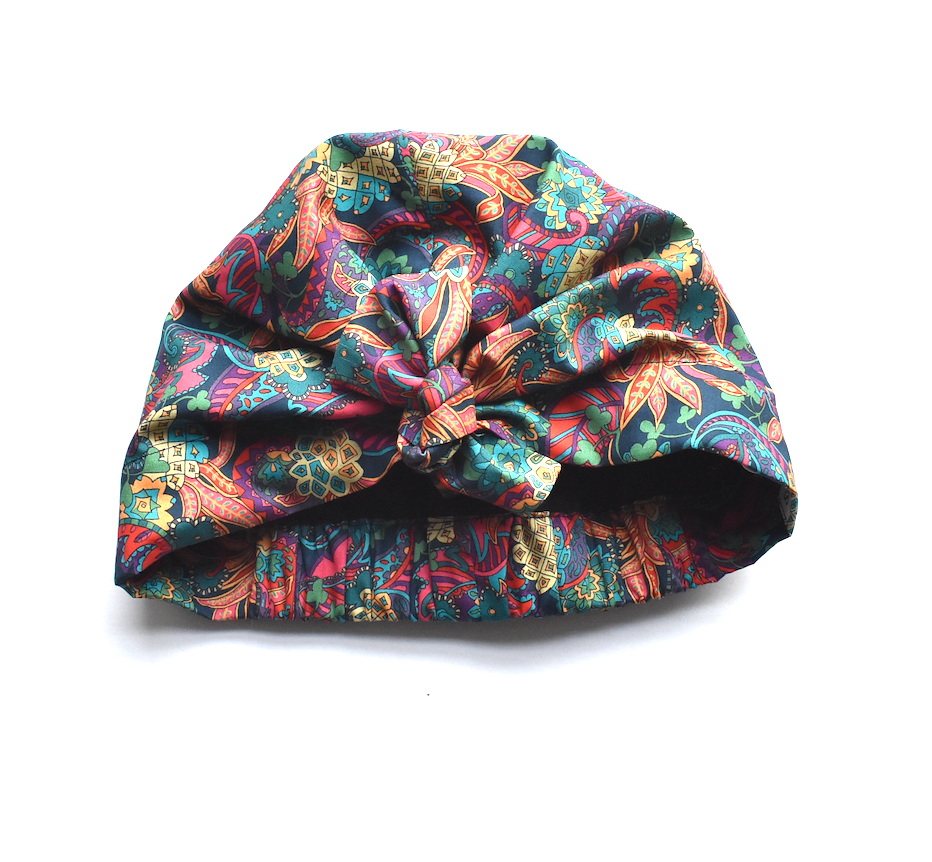 Ladies Turban Hat - Liberty of London Pineapple Paisley bright