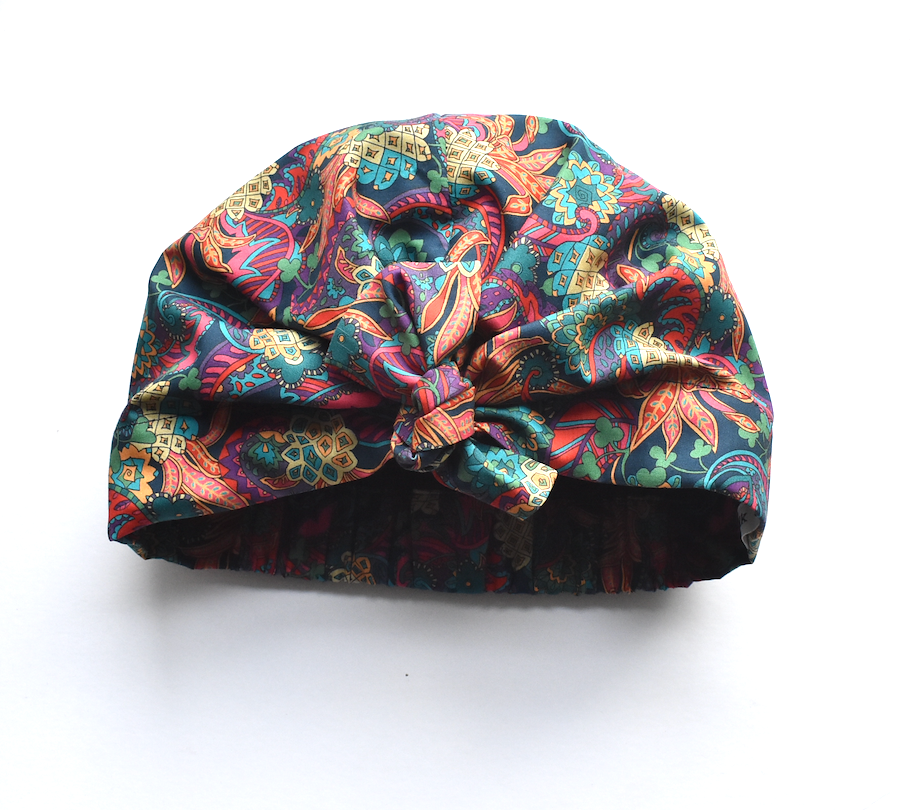 Ladies Turban Hat - Liberty of London Pineapple Paisley bright