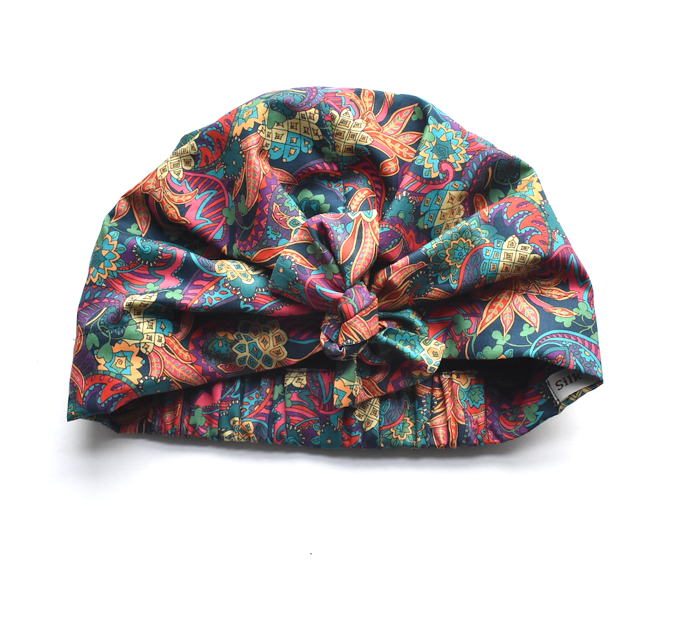 Ladies Turban Hat - Liberty of London Pineapple Paisley bright