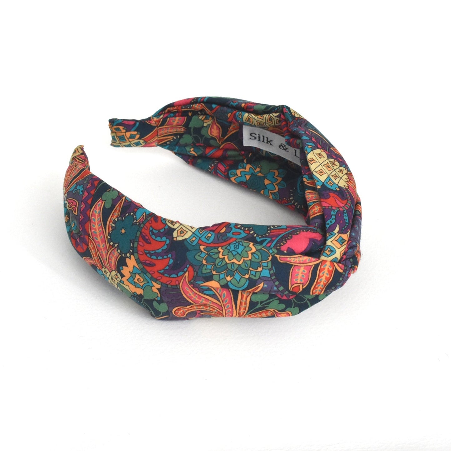 Twisted or Knot Alice band in Bright Pineapple Paisley Liberty of London Tana Lawn cotton