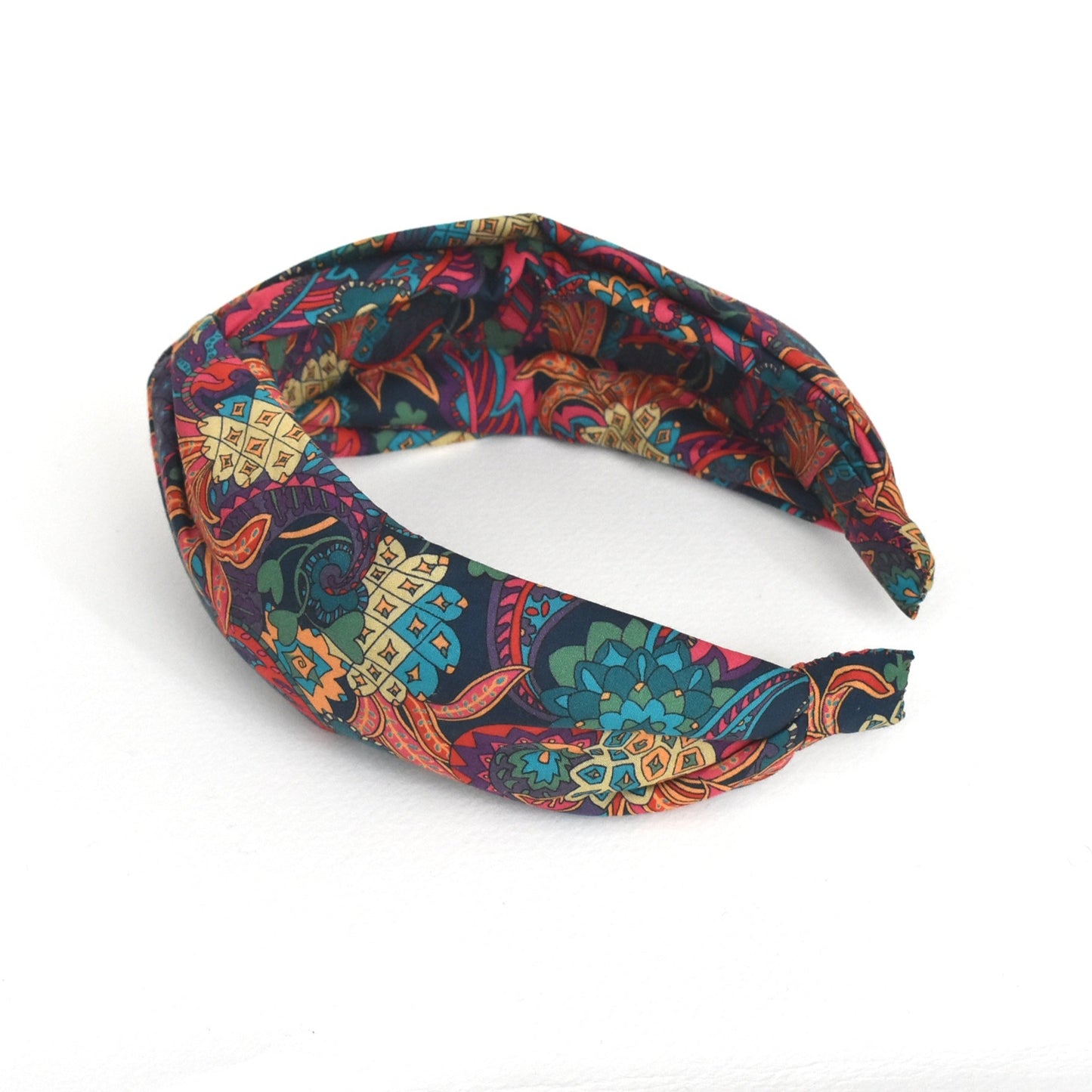 Twisted or Knot Alice band in Bright Pineapple Paisley Liberty of London Tana Lawn cotton