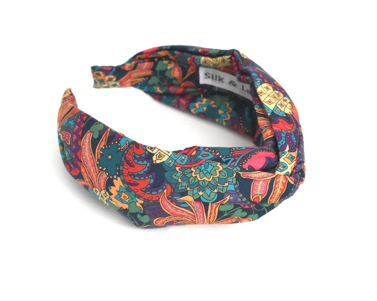 Twisted or Knot Alice band in Bright Pineapple Paisley Liberty of London Tana Lawn cotton