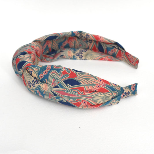 Twisted or Knot Alice band in Red Ilanthe Liberty of London Tana Lawn cotton