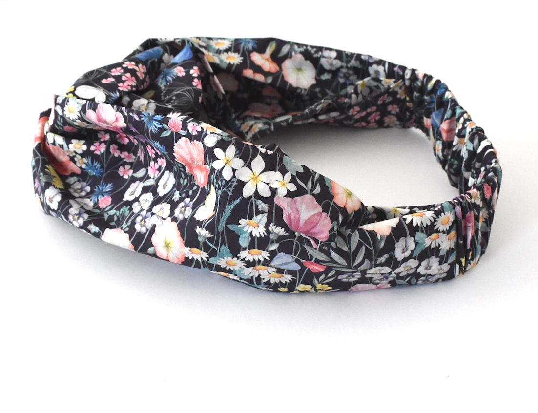 Twisted Turban Headband - Liberty of London Jude's Garden floral print on black