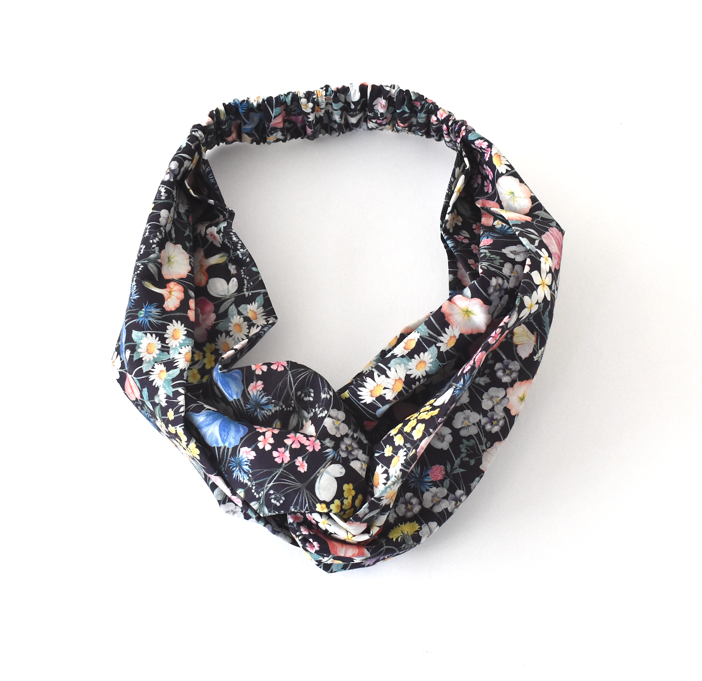 Twisted Turban Headband - Liberty of London Jude's Garden floral print on black