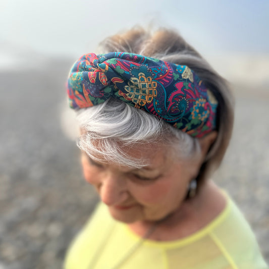 Twisted Alice Headband - Bright Liberty of London Pineapple Paisley print