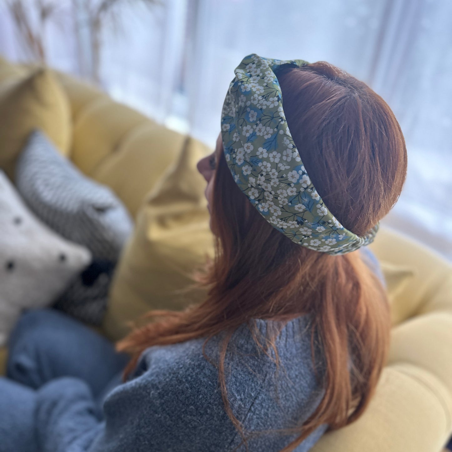 Twisted Turban Headband - Liberty of London Green Mitsi print