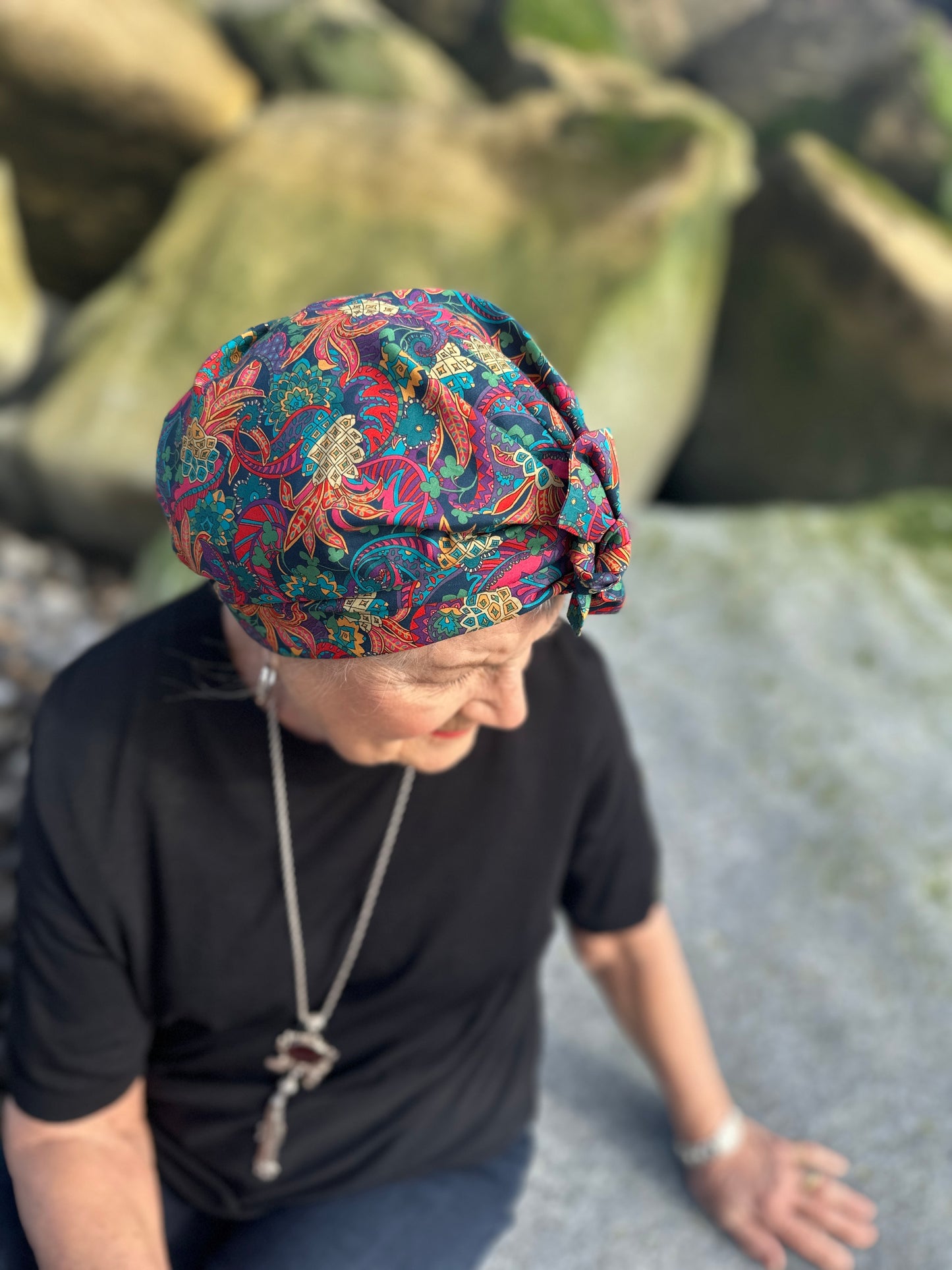 Ladies Turban Hat - Liberty of London Pineapple Paisley bright