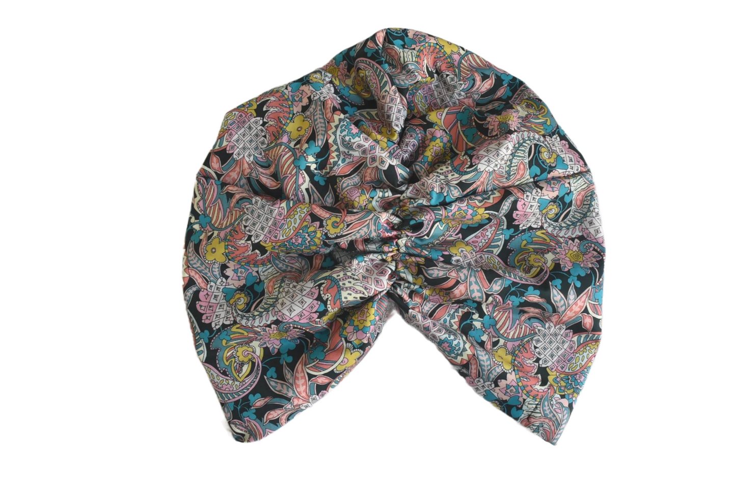 Little Susan Turban Hat -Bright Multicolour Liberty Pineapple Paisley print - Silk & Lawn