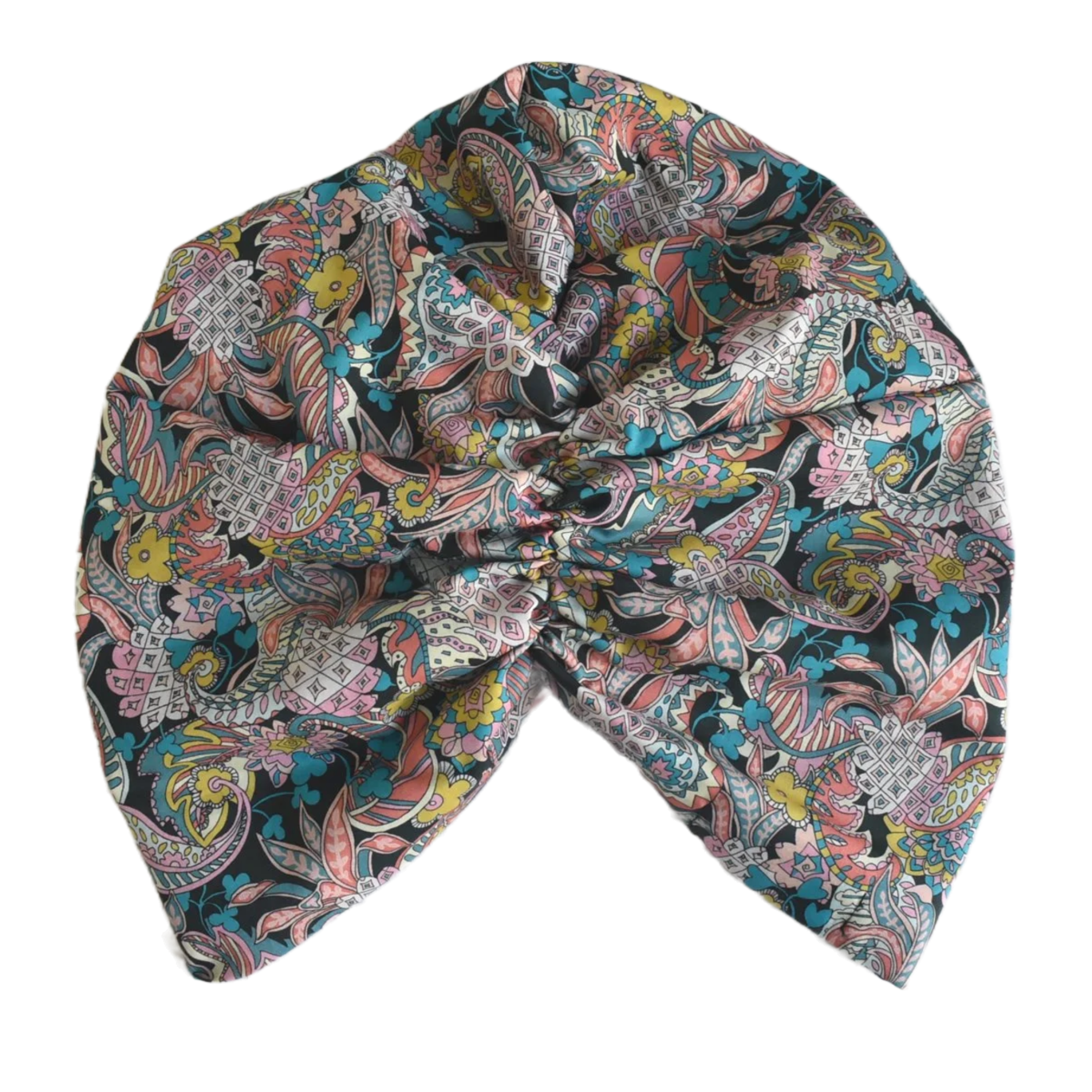 Little Susan Turban Hat -Bright Multicolour Liberty Pineapple Paisley print - Silk & Lawn
