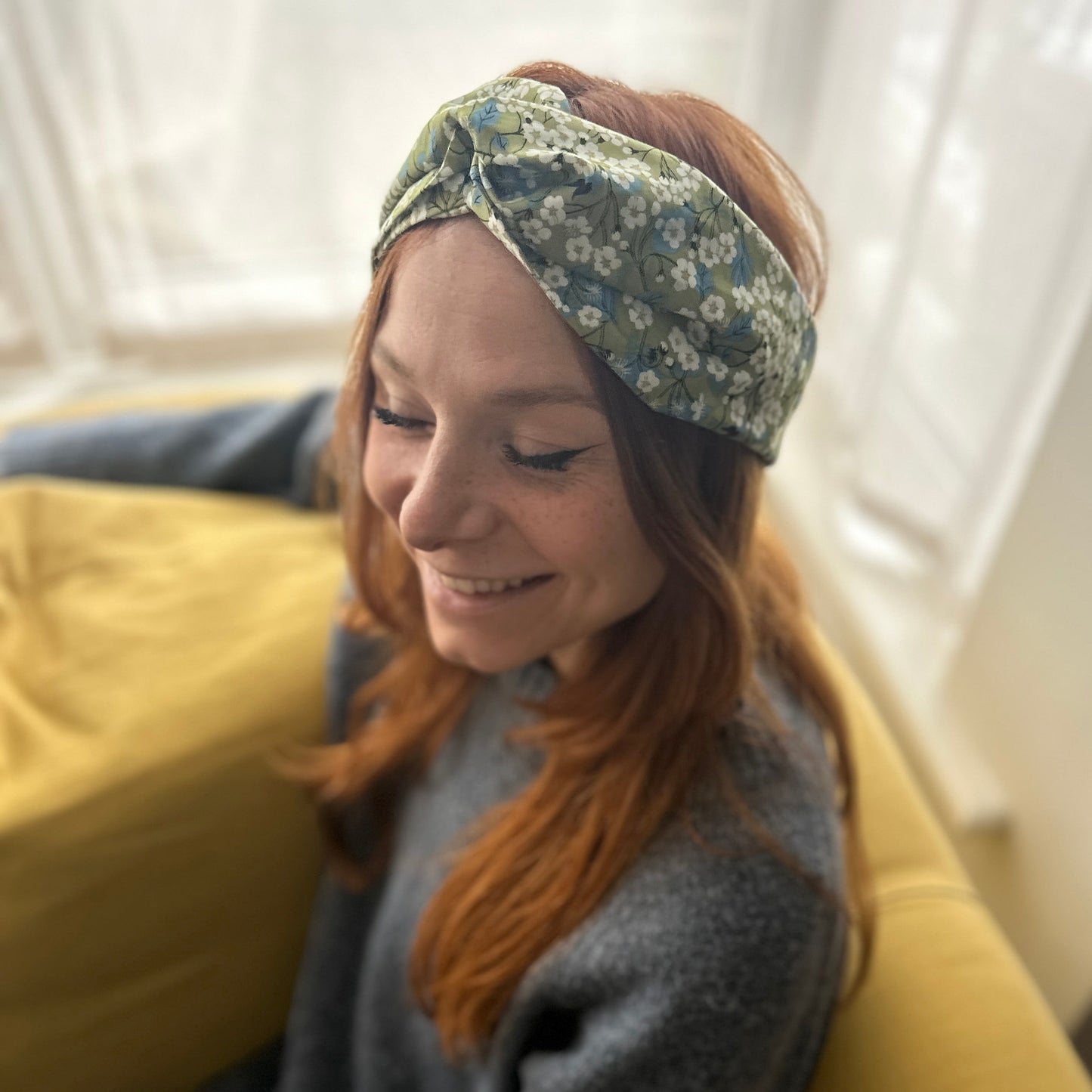 Twisted Turban Headband - Liberty of London Green Mitsi print