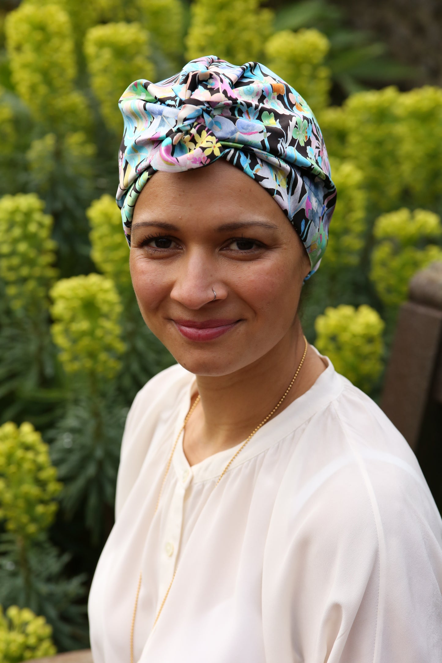 Luxury Silk Turban & Head wrap - Liberty of London Artist Spring Proposal printed silk satin