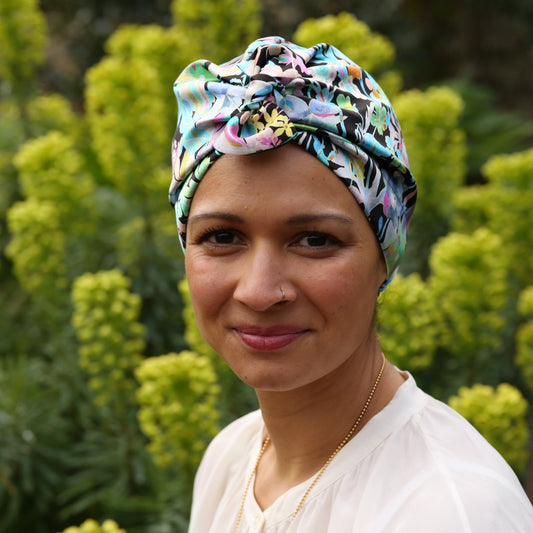 Luxury Silk Turban & Head wrap - Liberty of London Artist Spring Proposal printed silk satin