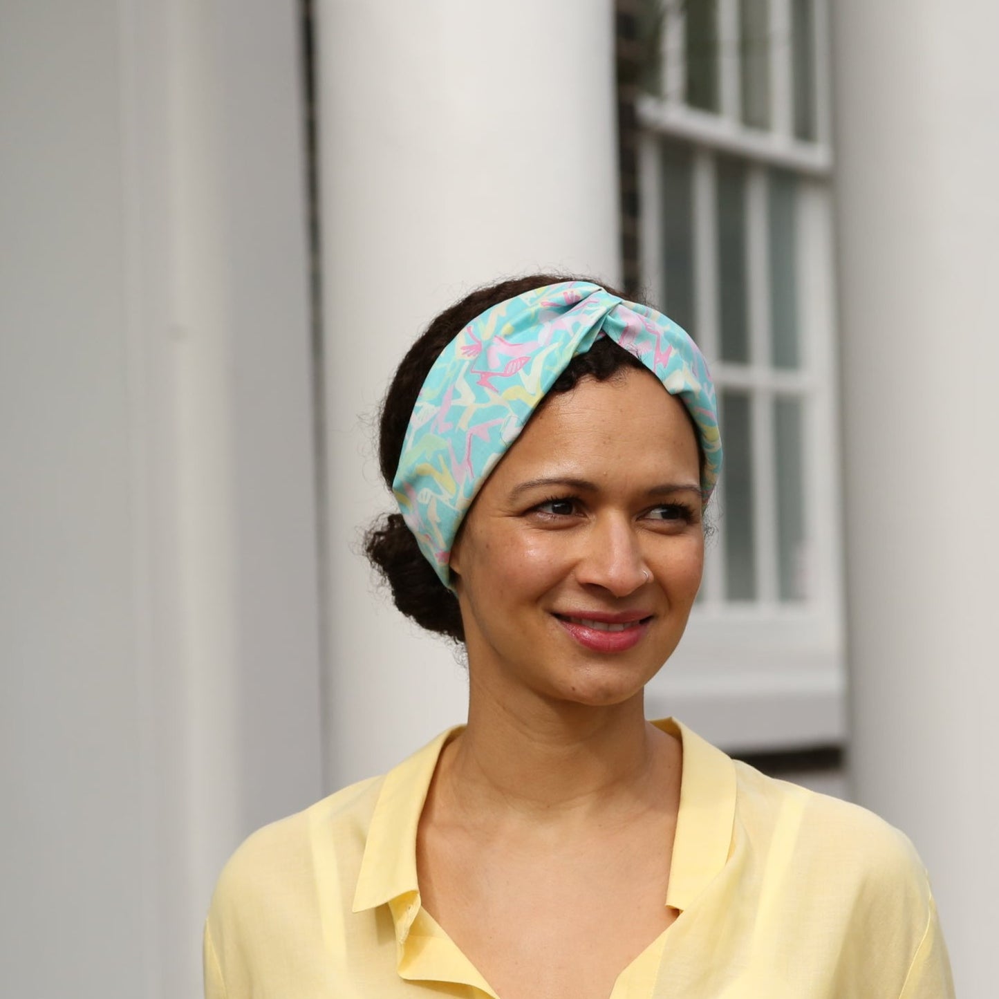 Twisted Turban Headband - Liberty of London Vintage Clara Aqua High Heels print