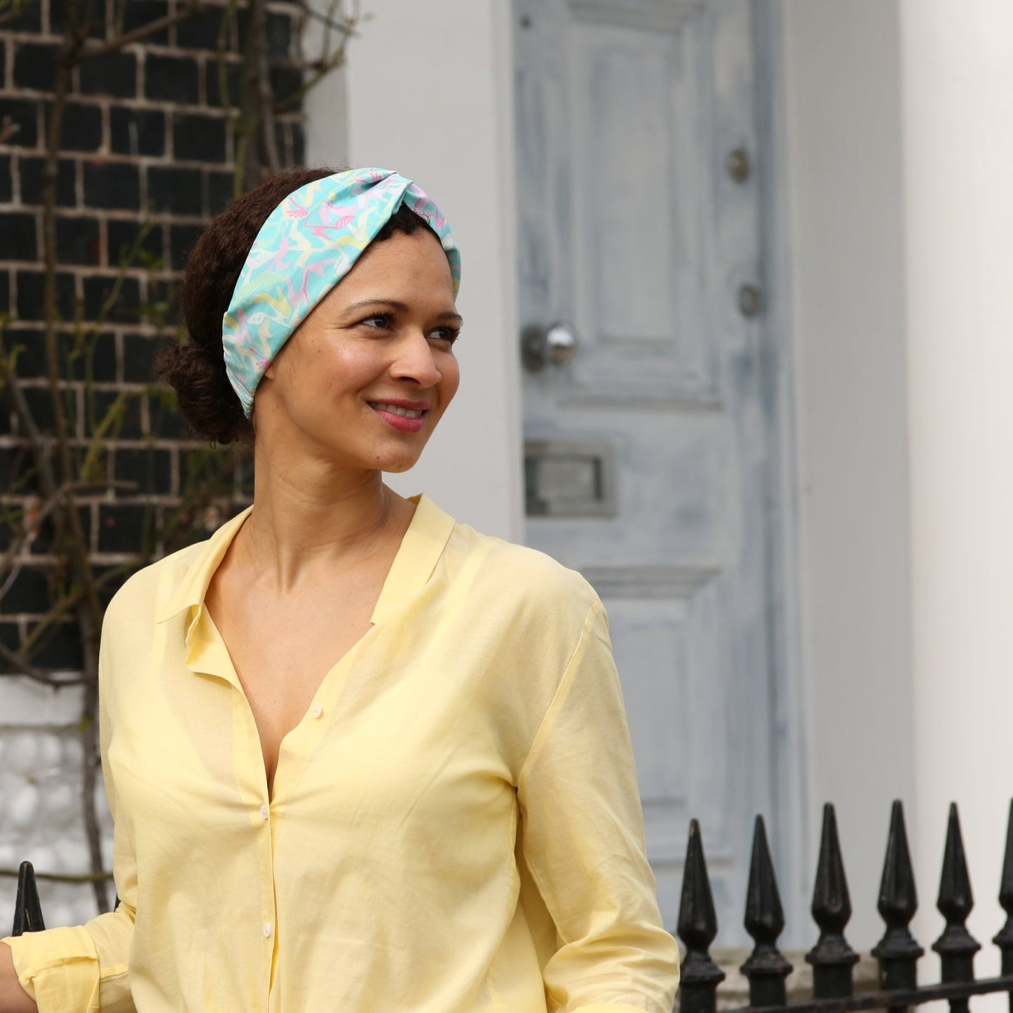 Twisted Turban Headband - Liberty of London Vintage Clara Aqua High Heels print