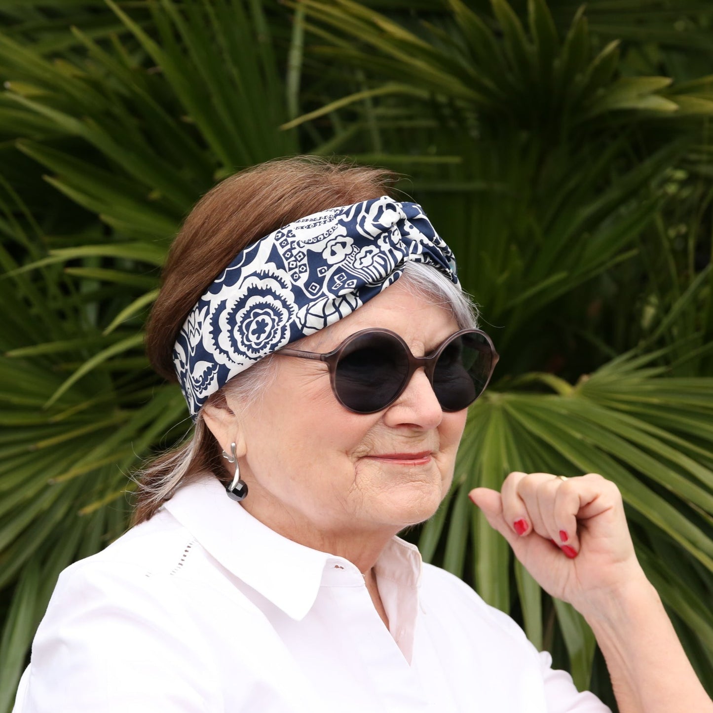 Twisted Turban Headband - Liberty of London Navy and White Gatsby Monochrome print