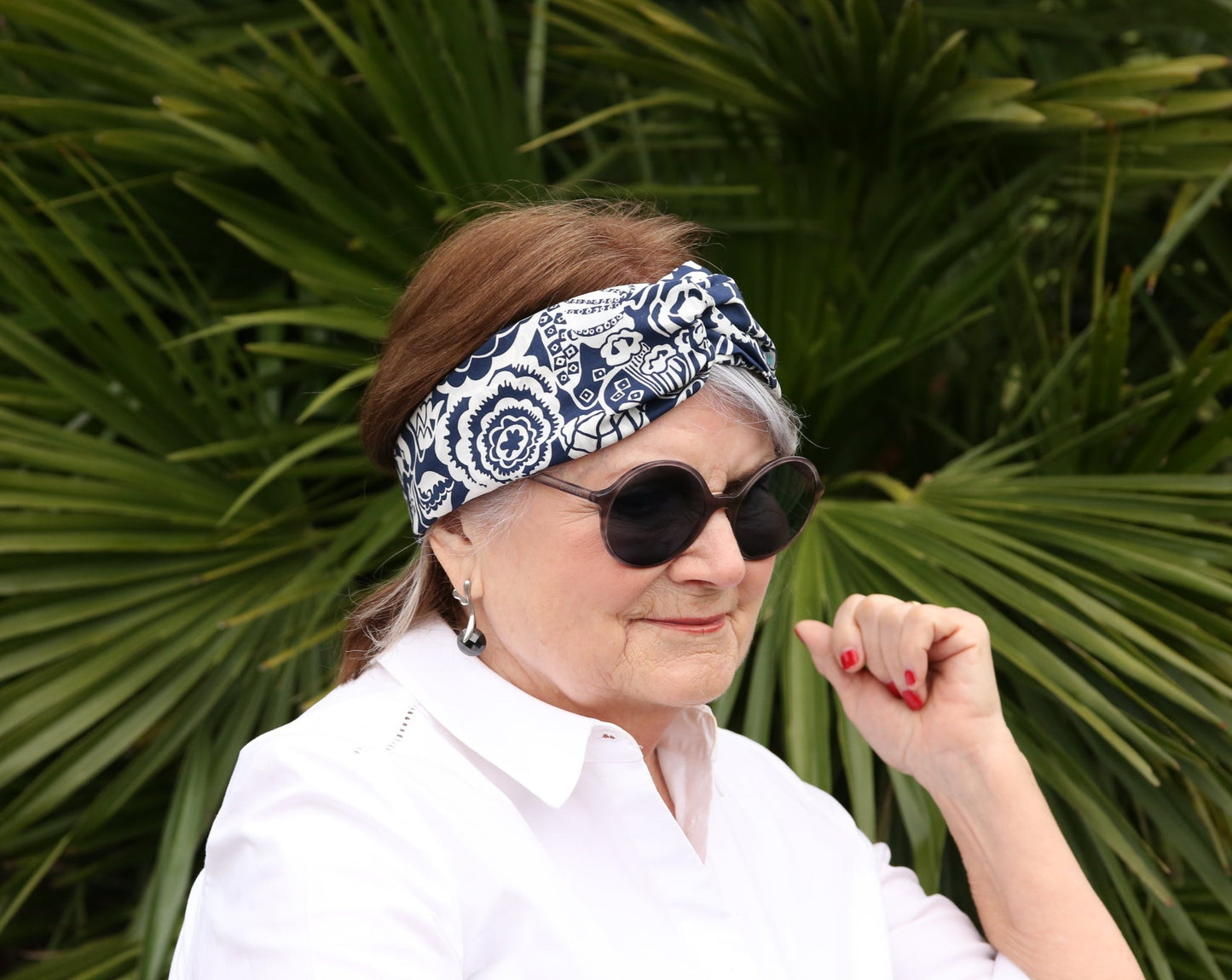 Twisted Turban Headband - Liberty of London Navy and White Gatsby Monochrome print