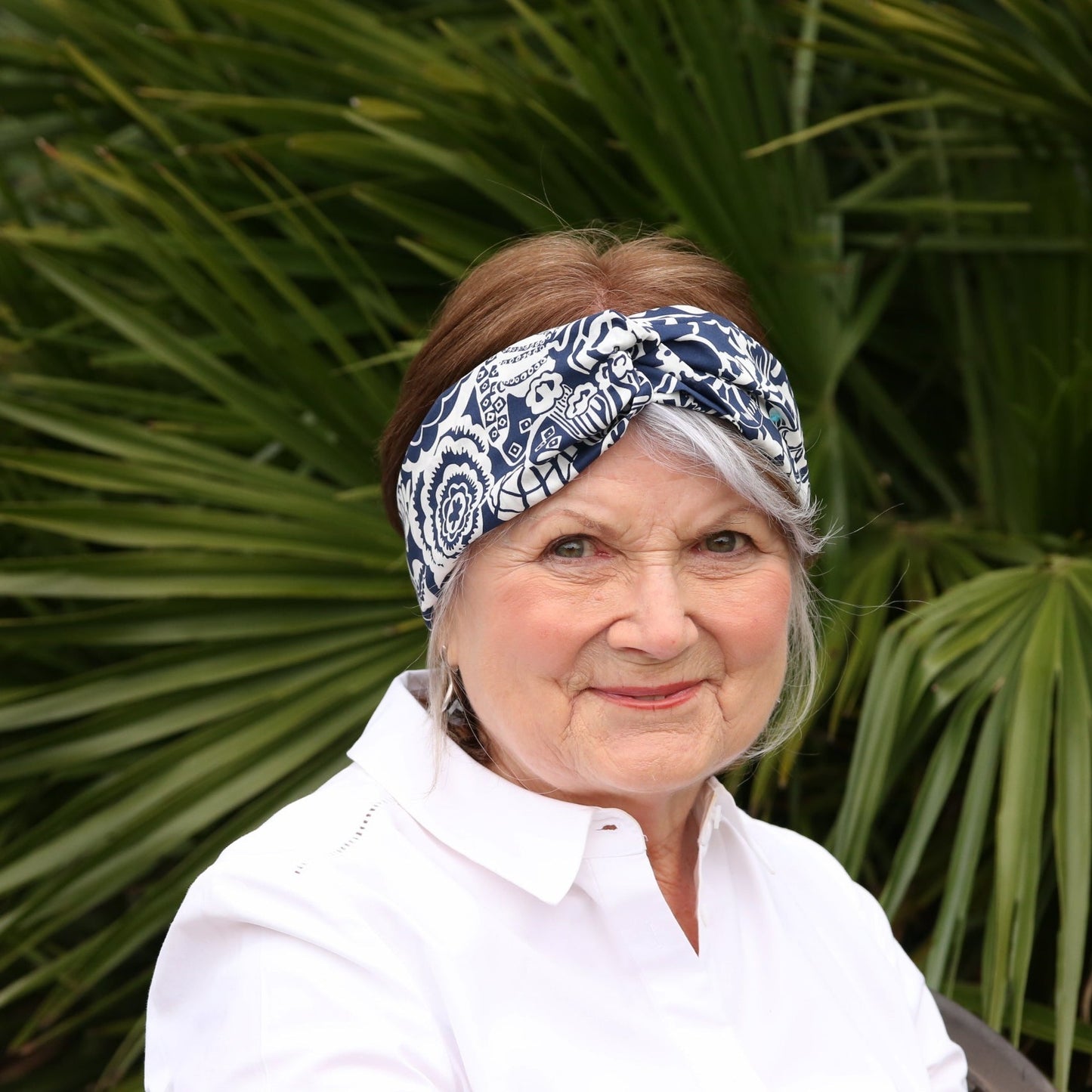 Twisted Turban Headband - Liberty of London Navy and White Gatsby Monochrome print