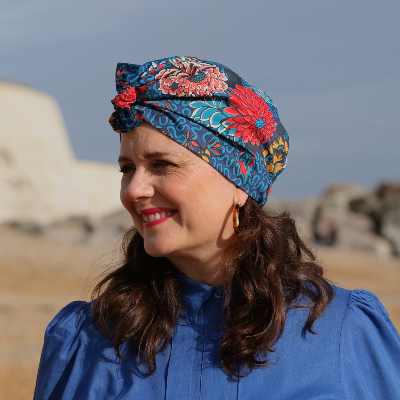 Ladies Turban Hat - Vintage Liberty of London Meandering floral print