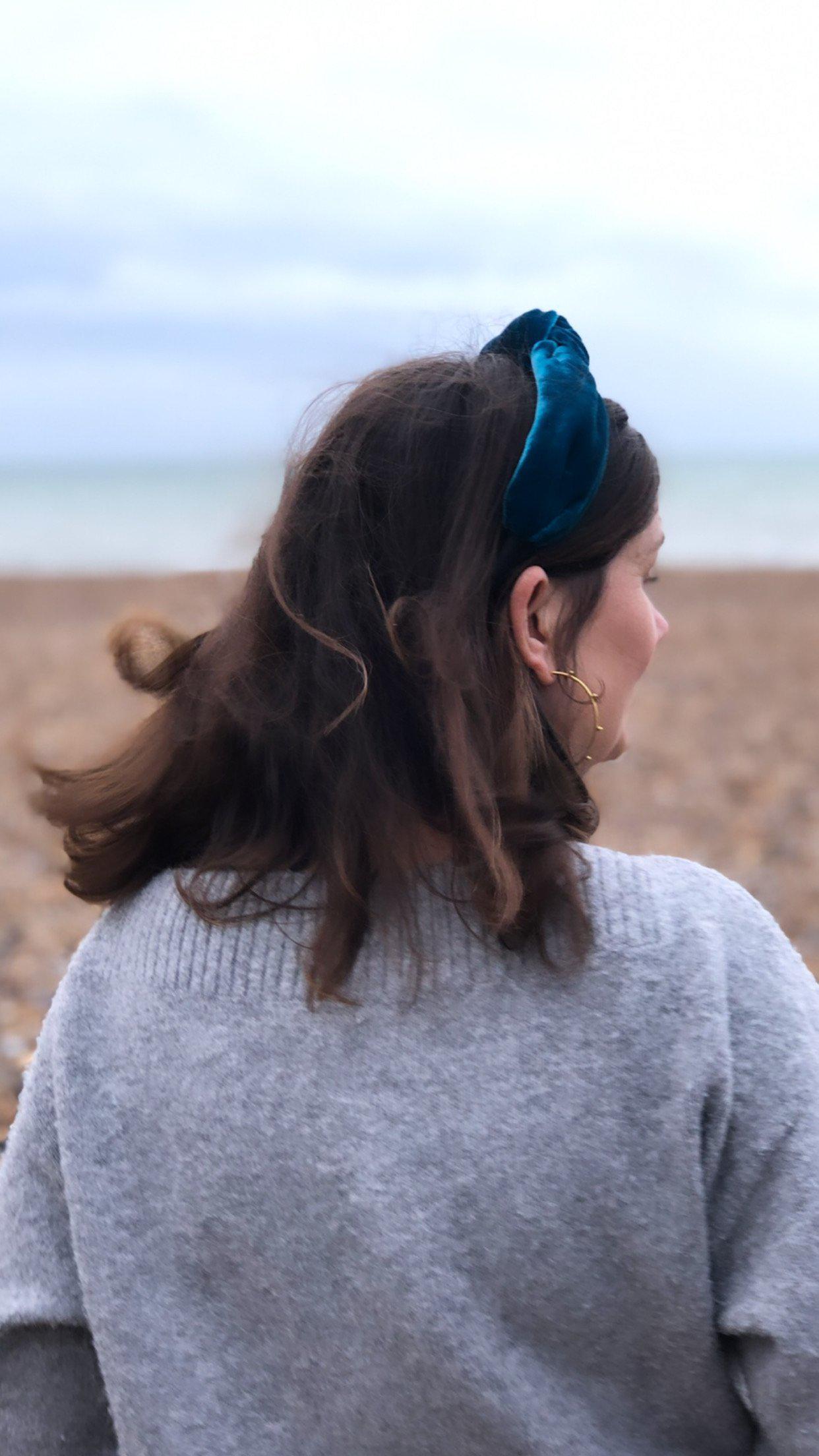 Classic Knot headband - Teal Silk Velvet - Tot Knots of Brighton