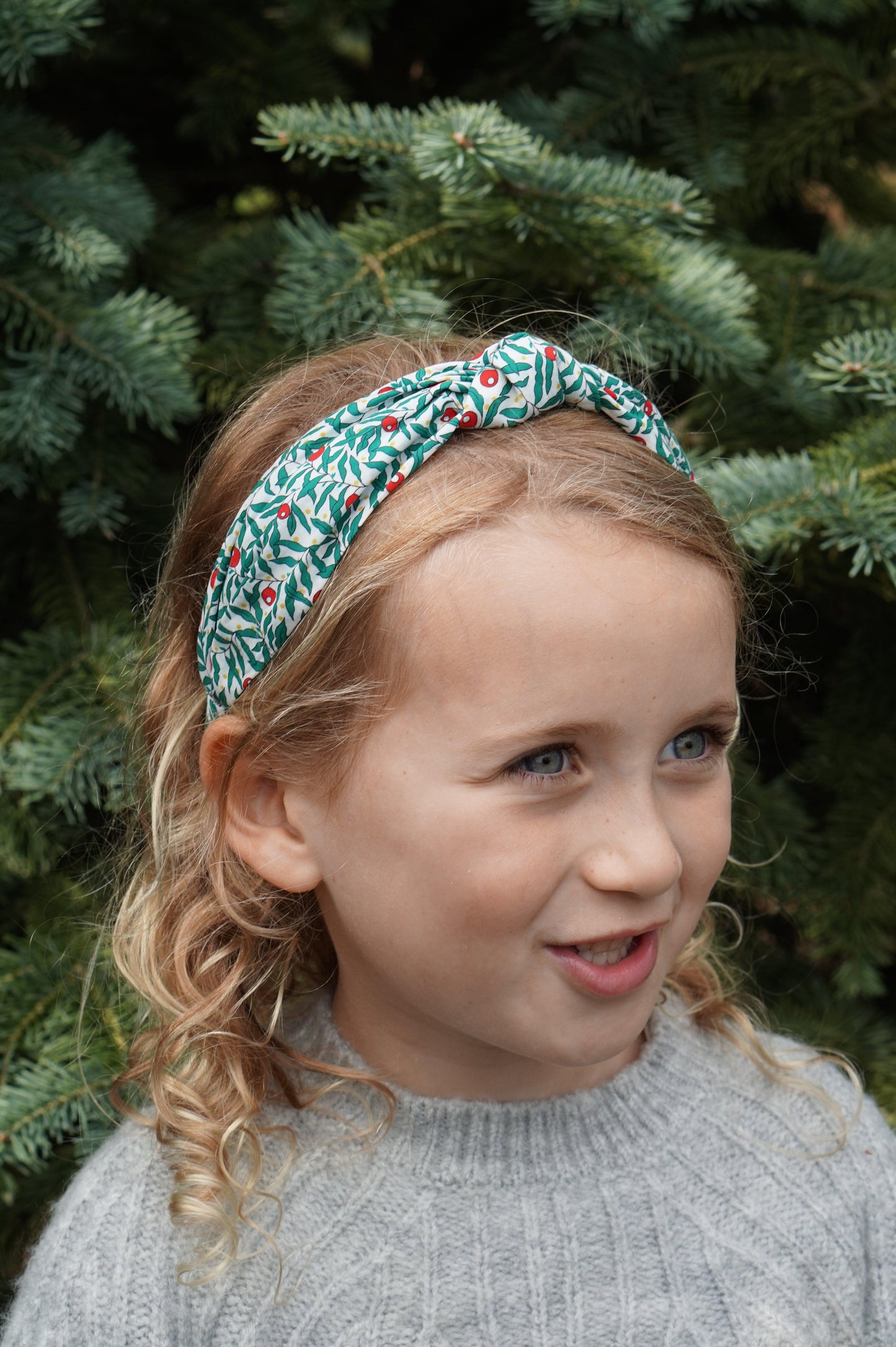 Kids Knot Alice band - LibertyRed and Green Juniper Liberty print