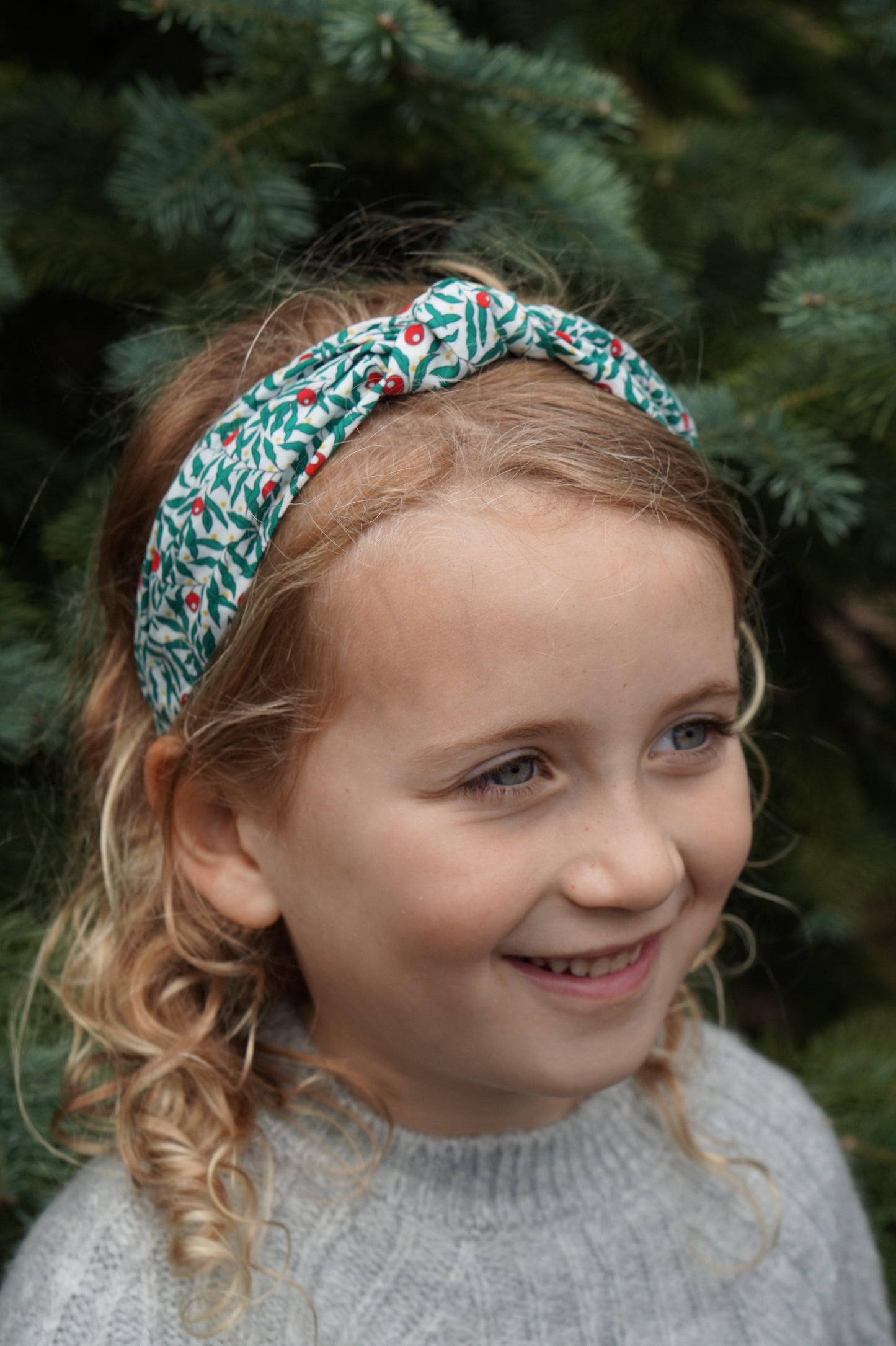 Kids Knot Alice band - LibertyRed and Green Juniper Liberty print