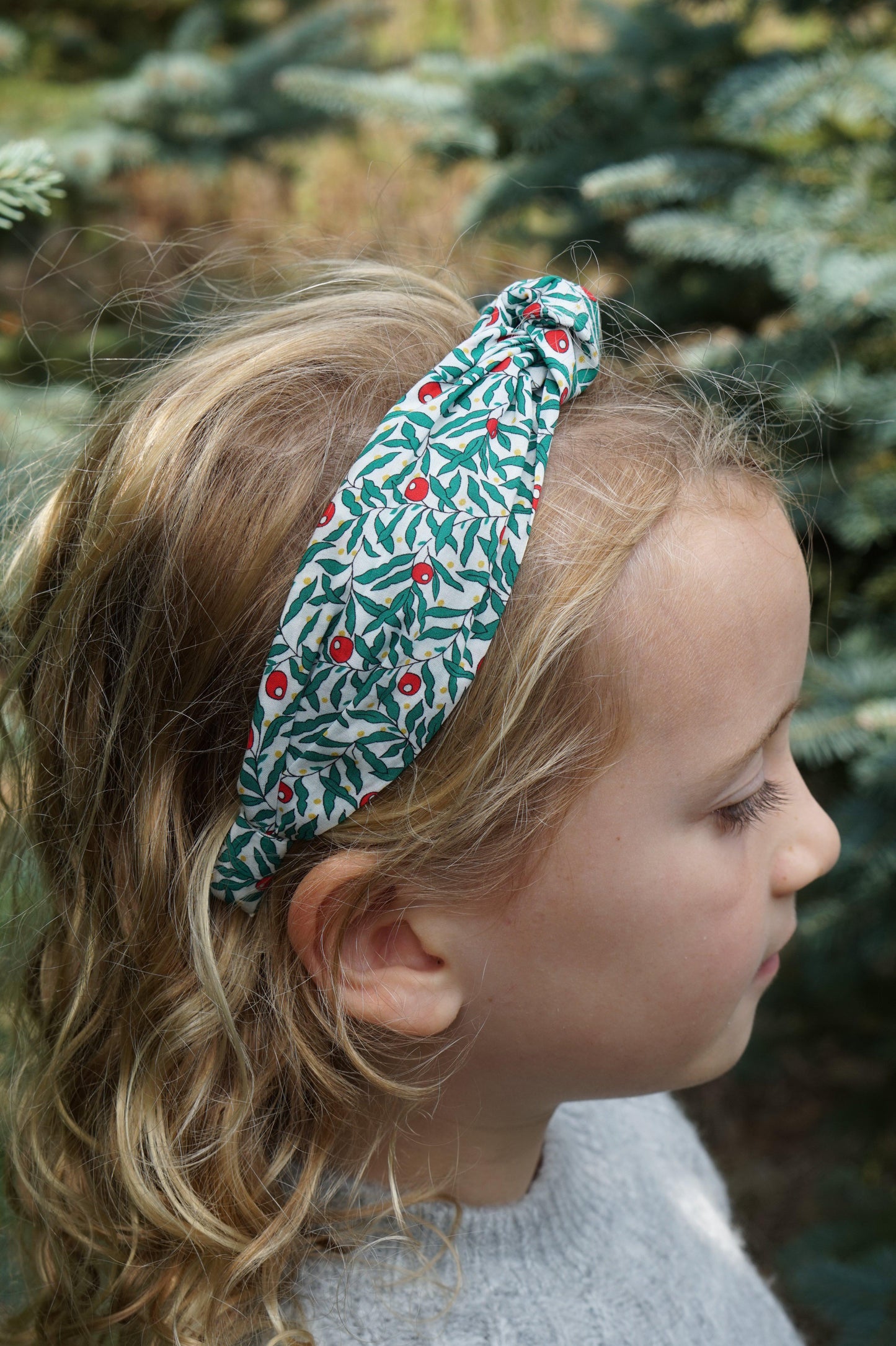Kids Knot Alice band - LibertyRed and Green Juniper Liberty print