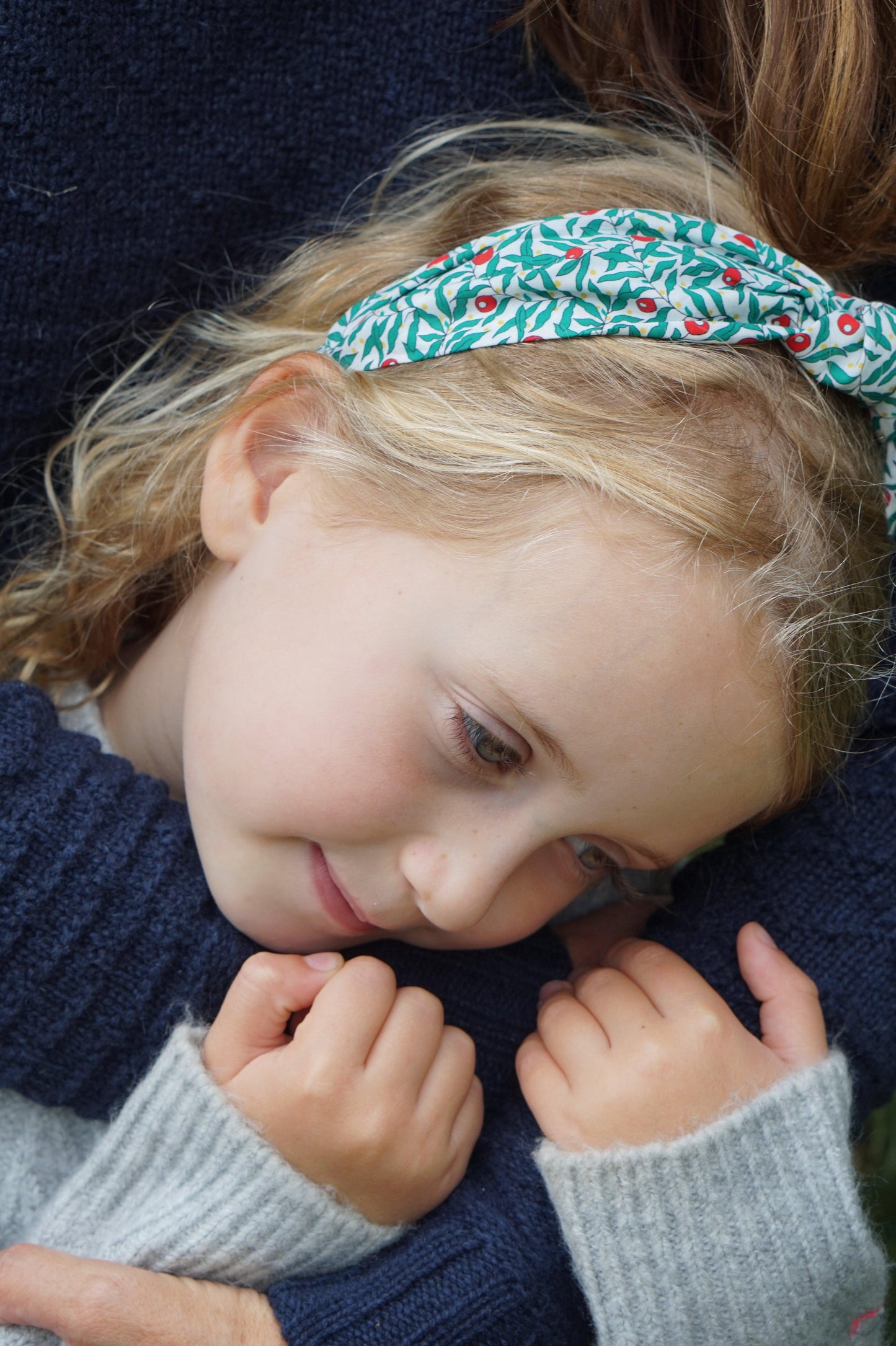 Kids Knot Alice band - LibertyRed and Green Juniper Liberty print