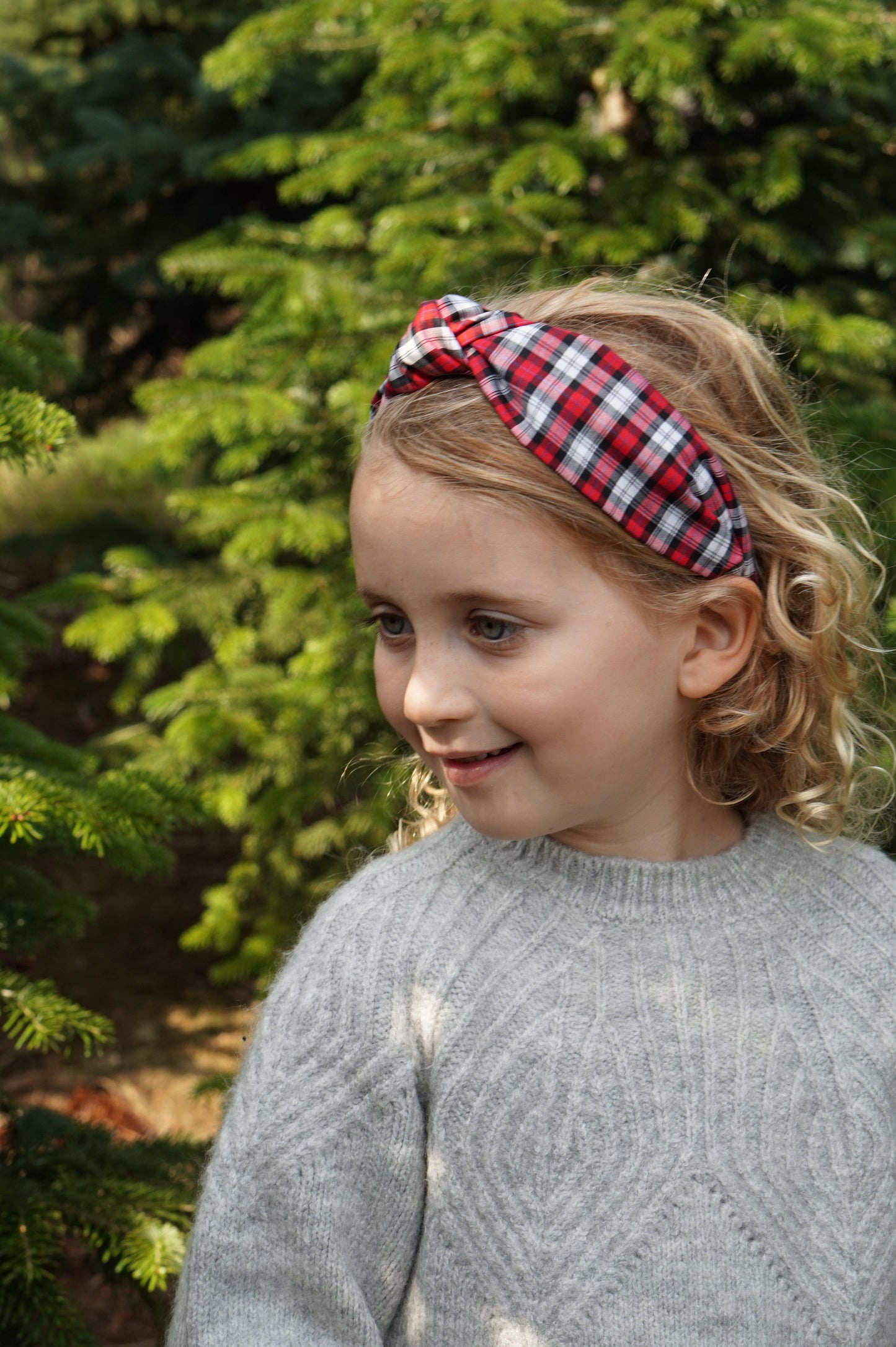 Kids Knot Alice band - Liberty Red and Black Check print