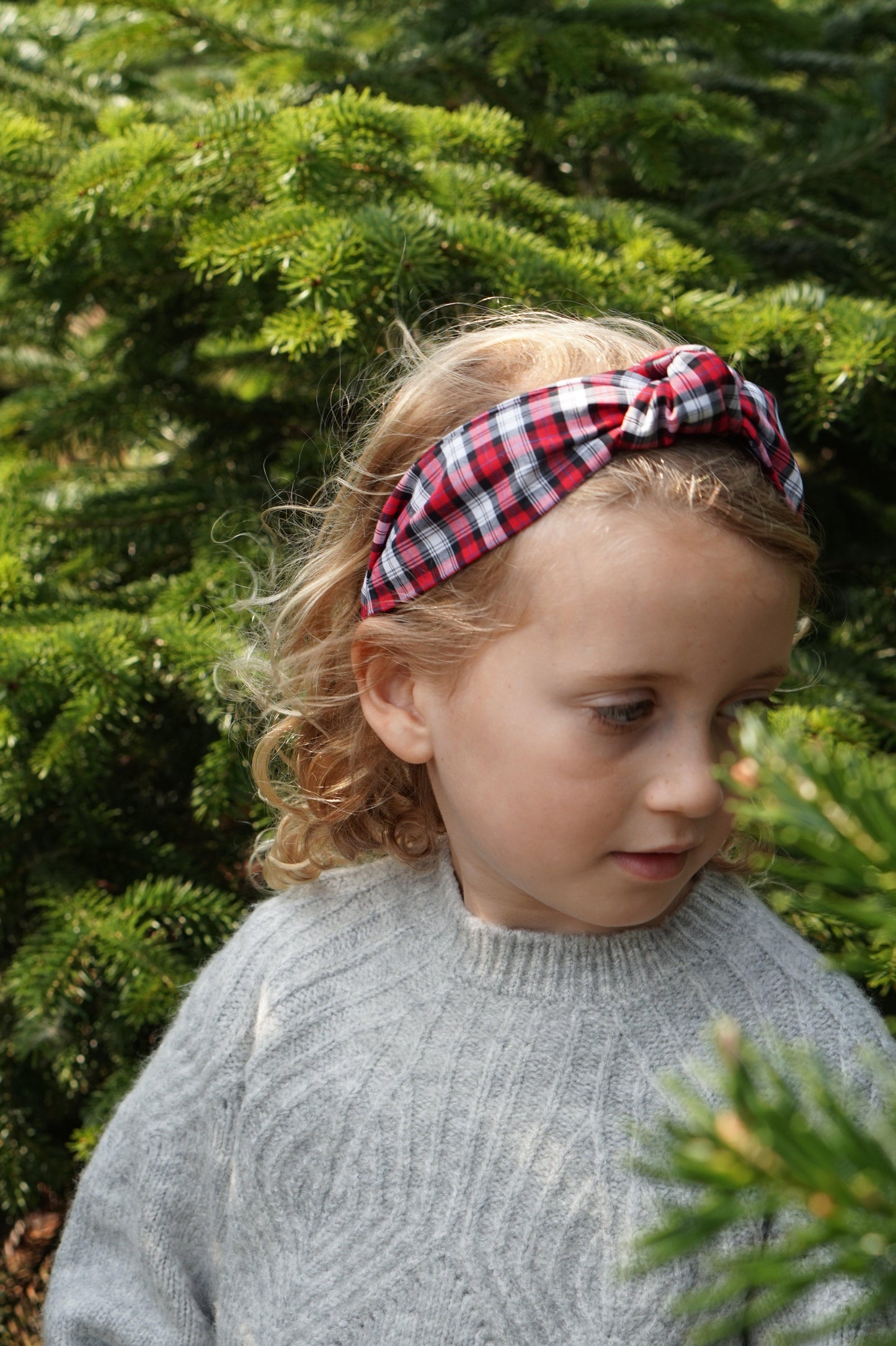 Kids Knot Alice band - Liberty Red and Black Check print