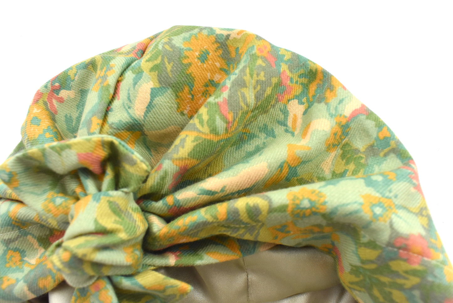 Ladies Turban Hat - Liberty of London Clydella Green Floral print in Vintage Lantana