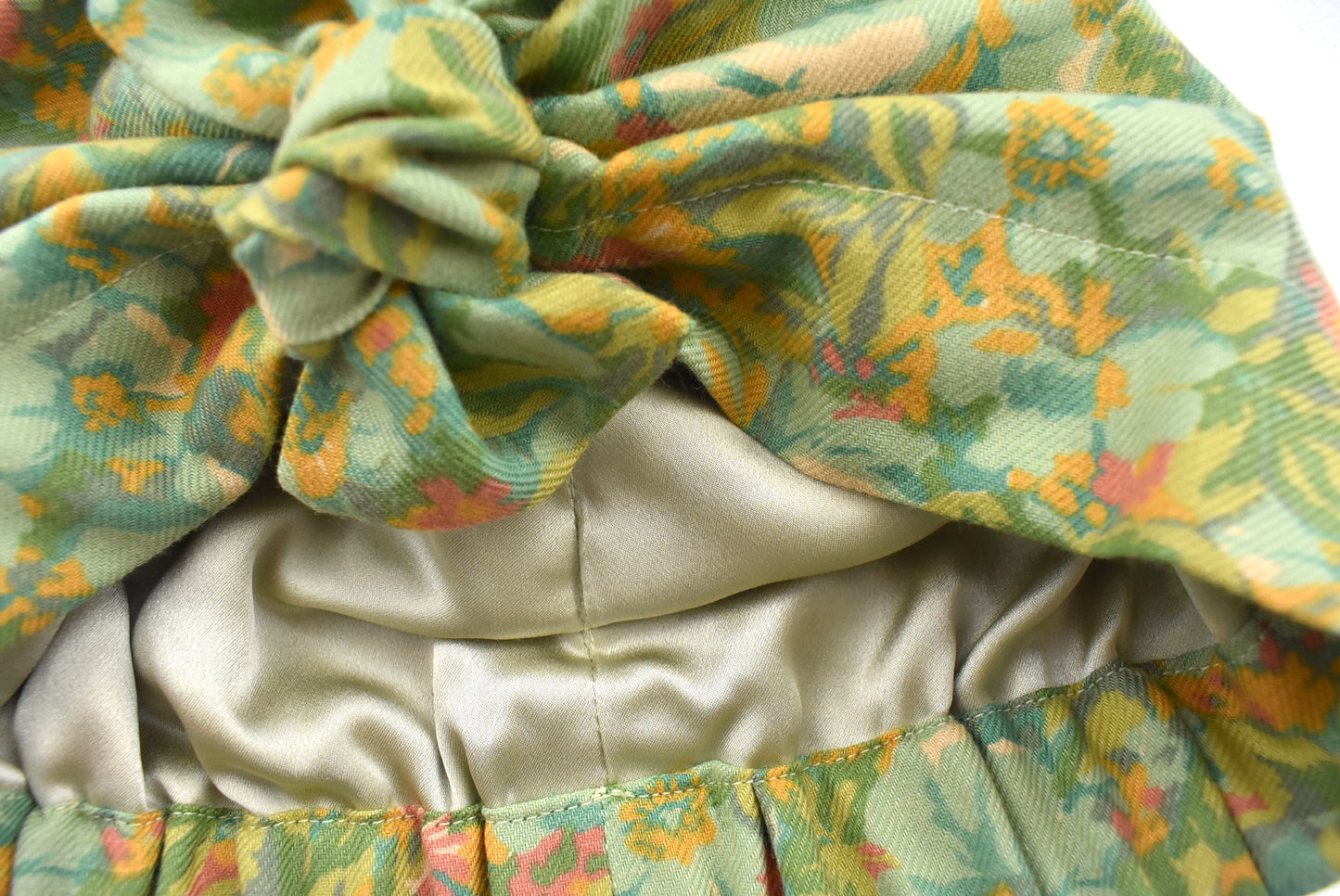 Ladies Turban Hat - Liberty of London Clydella Green Floral print in Vintage Lantana