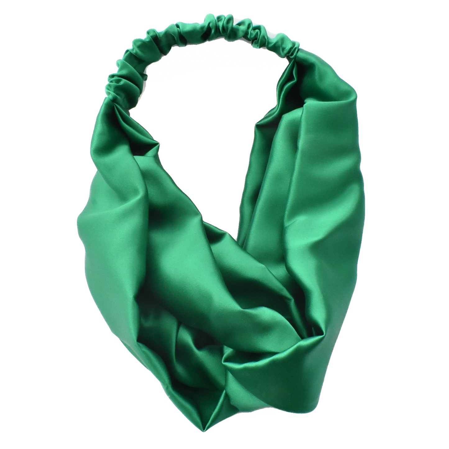 Silk Twisted Turban hairband and neck scarf in Emerald Green Mulberry Silk - 100% pure silk satin