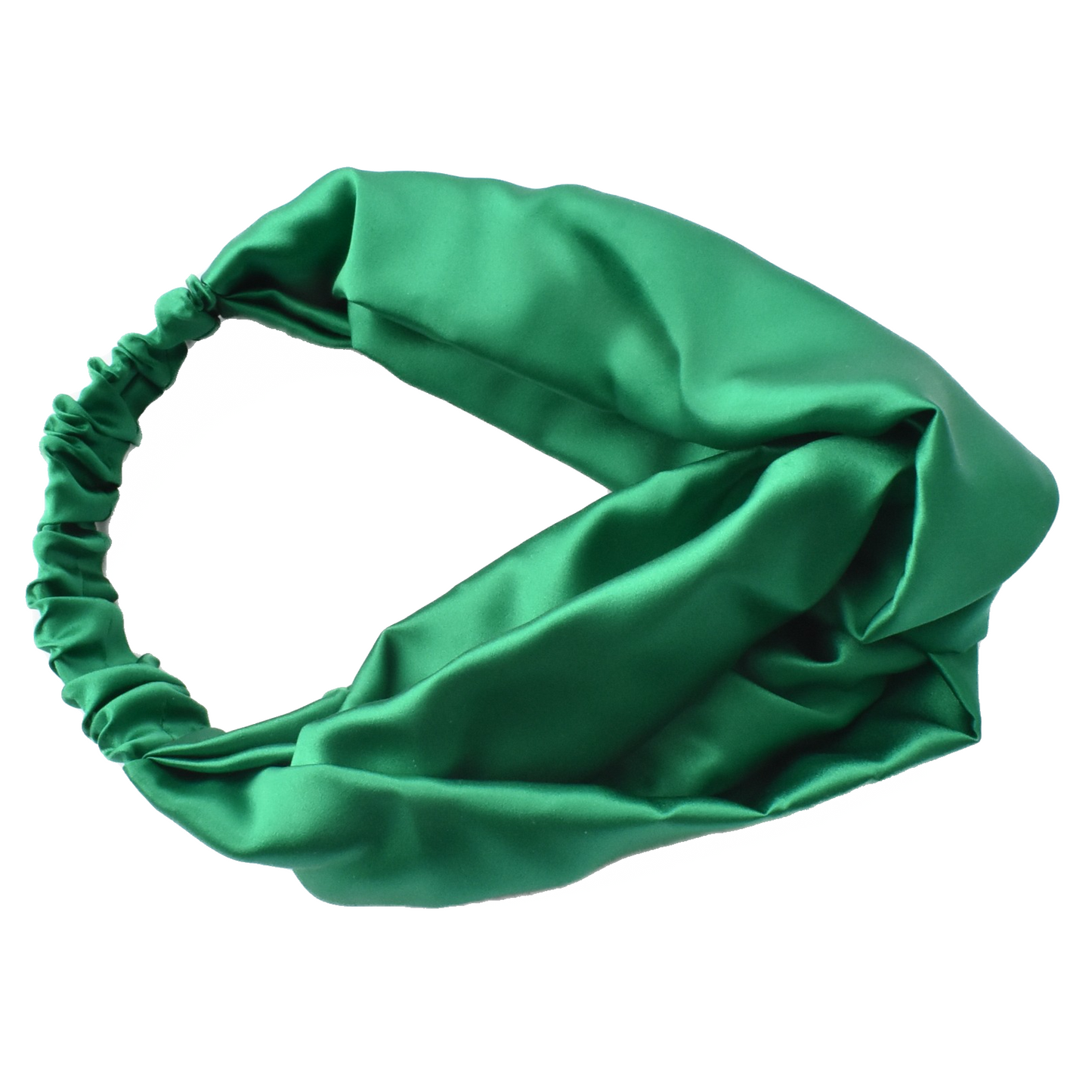 Silk Twisted Turban hairband and neck scarf in Emerald Green Mulberry Silk - 100% pure silk satin