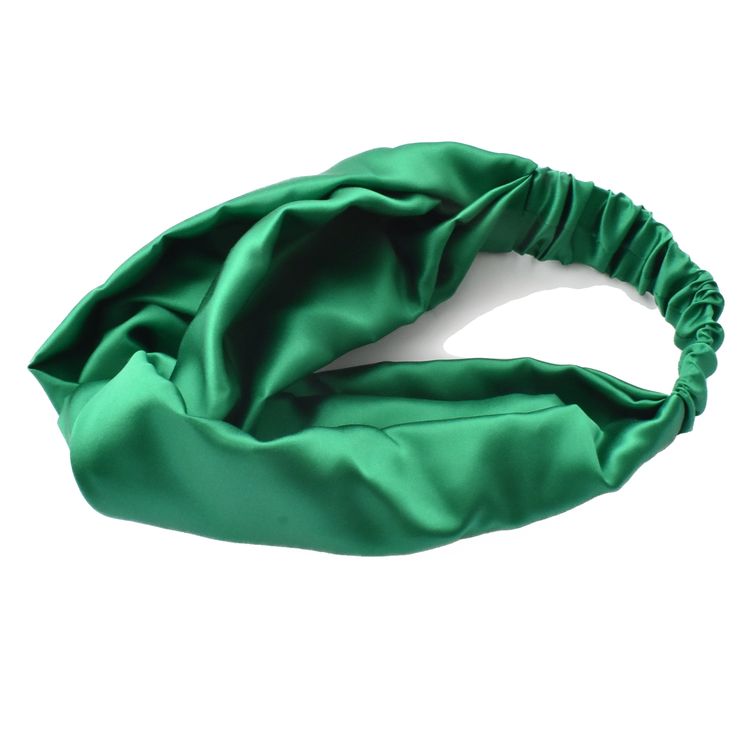 Silk Twisted Turban hairband and neck scarf in Emerald Green Mulberry Silk - 100% pure silk satin