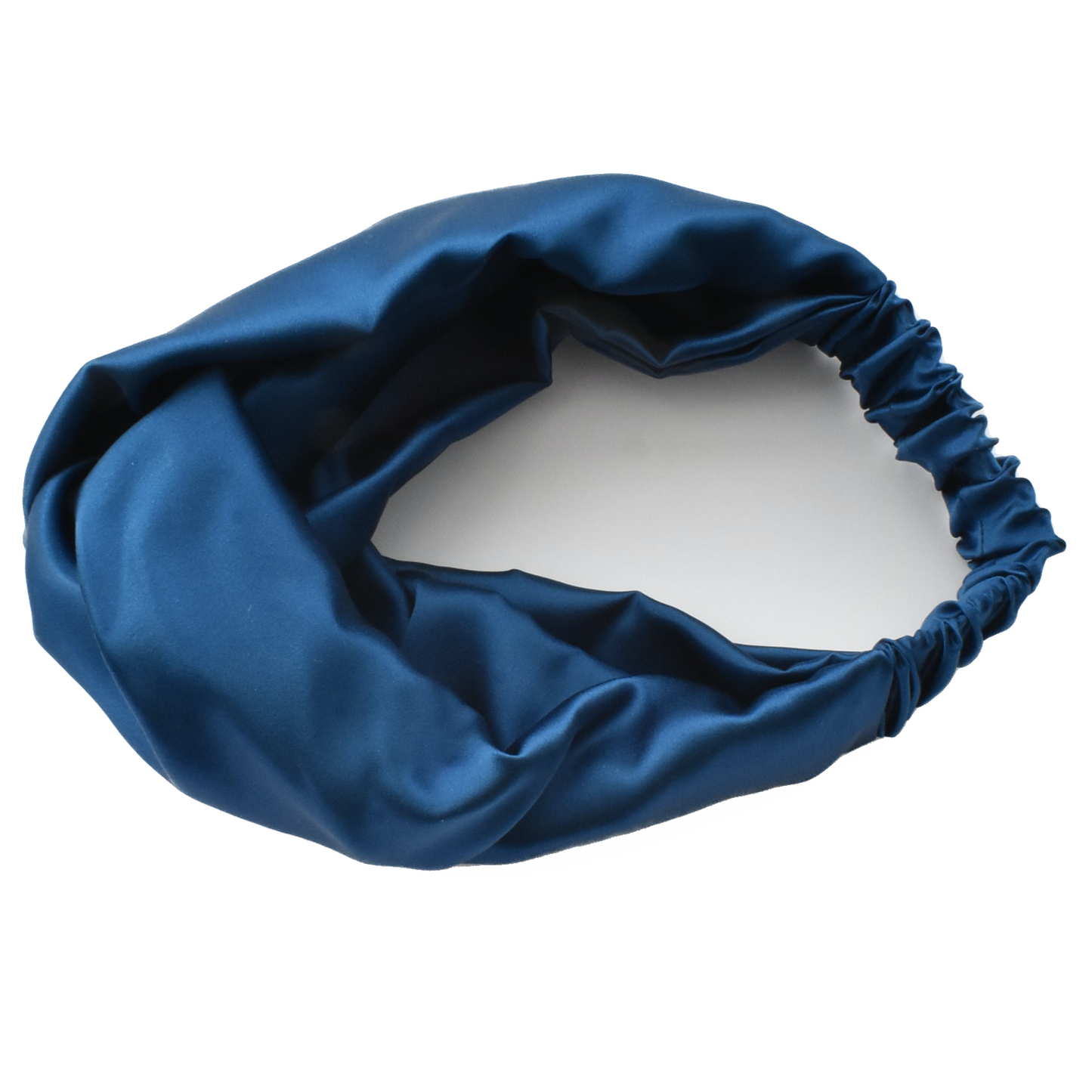 Silk Twisted Turban hairband and neck scarf in Peacock Blue Mulberry Silk - 100% pure silk satin