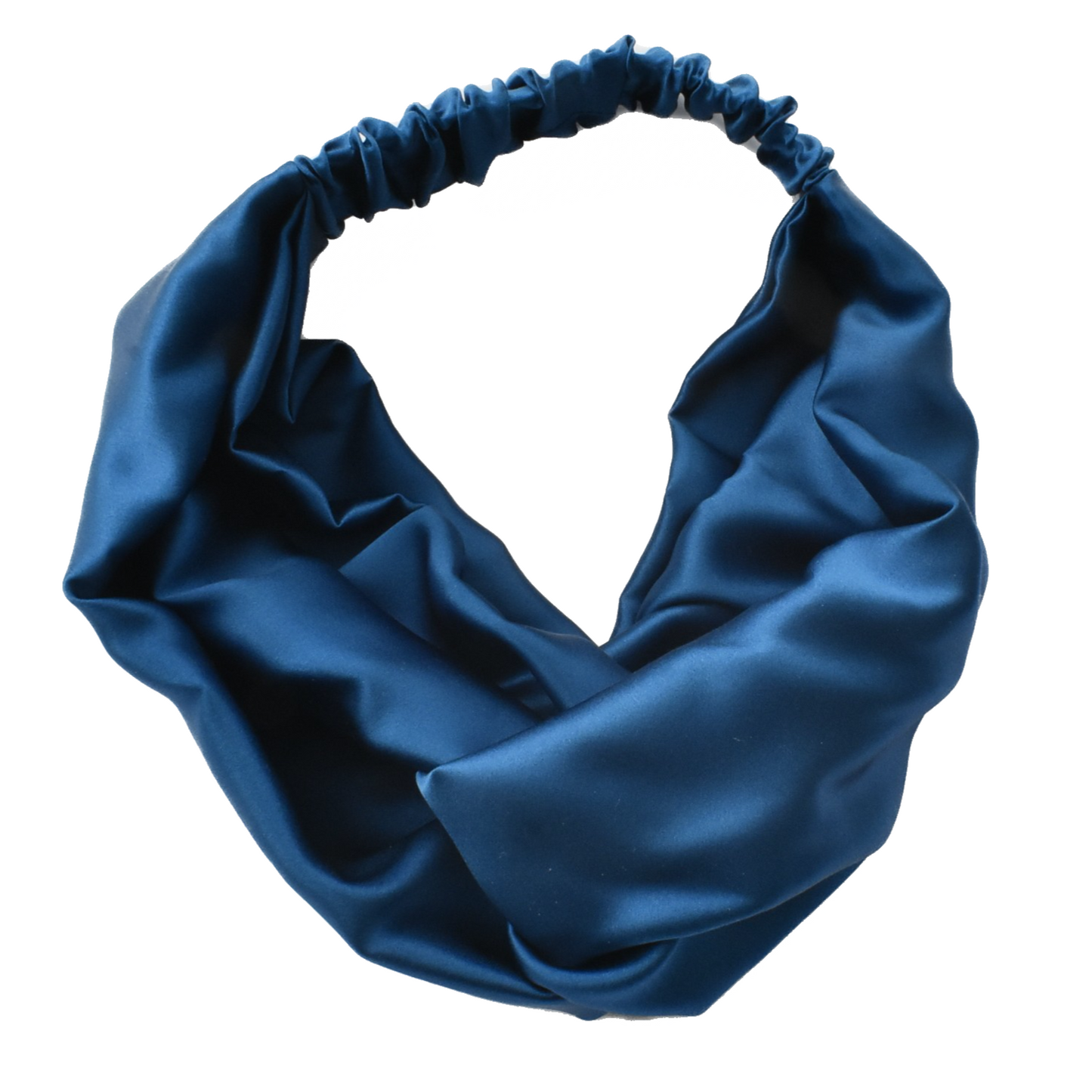 Silk Twisted Turban hairband and neck scarf in Peacock Blue Mulberry Silk - 100% pure silk satin