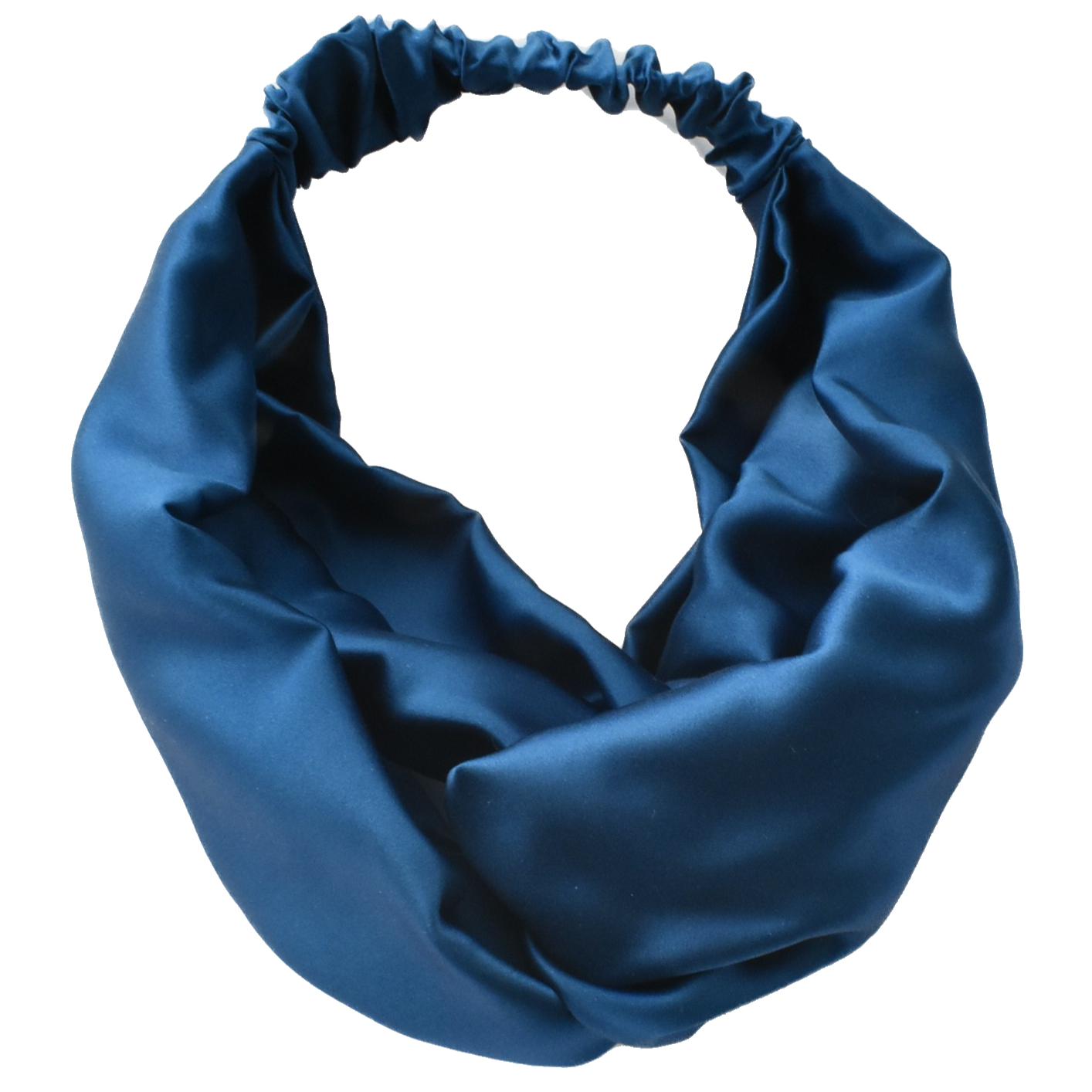 Silk Twisted Turban hairband and neck scarf in Peacock Blue Mulberry Silk - 100% pure silk satin