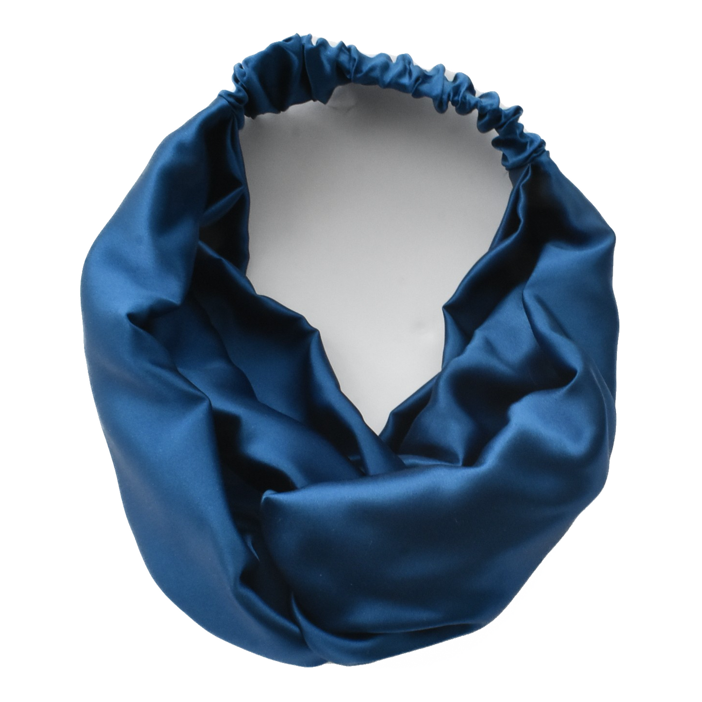 Silk Twisted Turban hairband and neck scarf in Peacock Blue Mulberry Silk - 100% pure silk satin