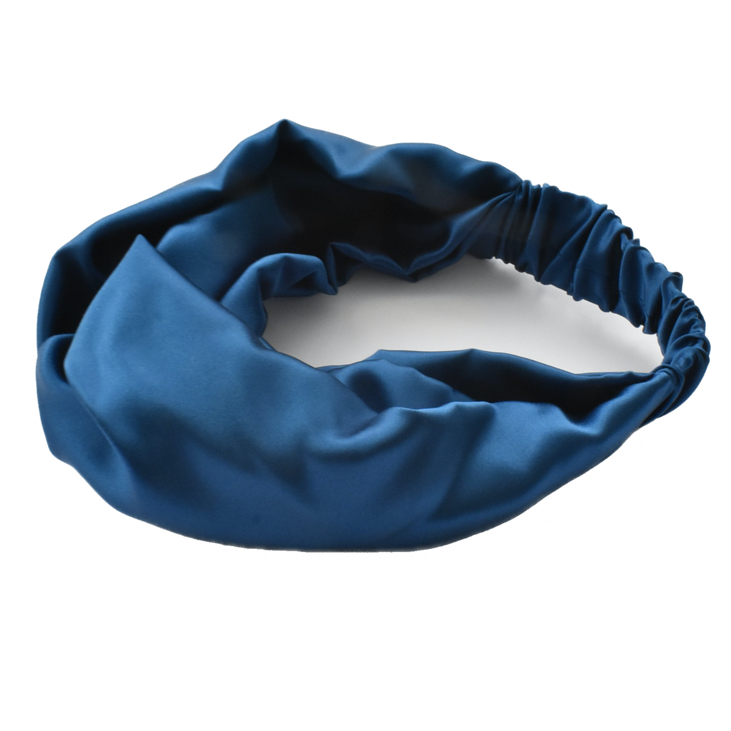 Silk Twisted Turban hairband and neck scarf in Peacock Blue Mulberry Silk - 100% pure silk satin