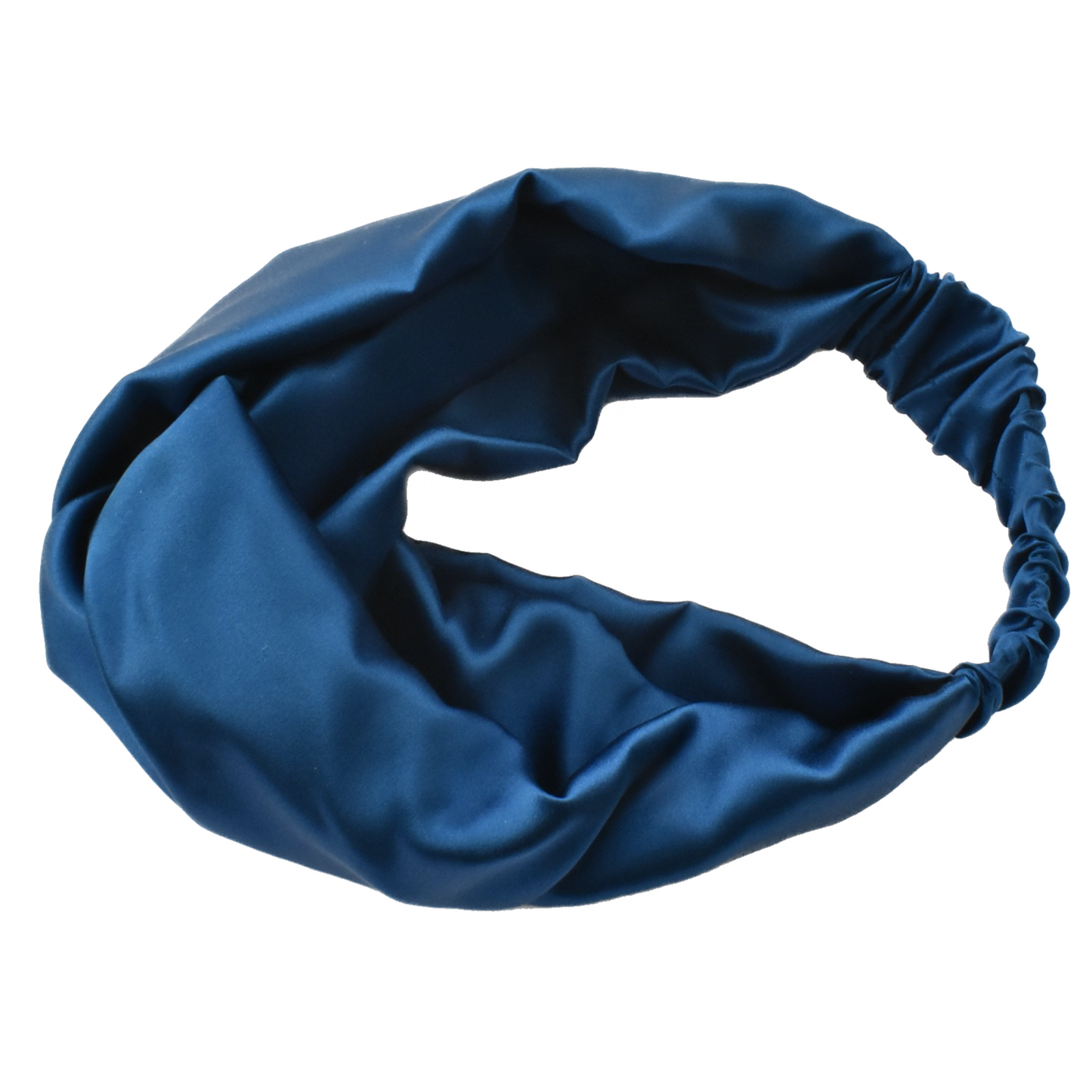 Silk Twisted Turban hairband and neck scarf in Peacock Blue Mulberry Silk - 100% pure silk satin