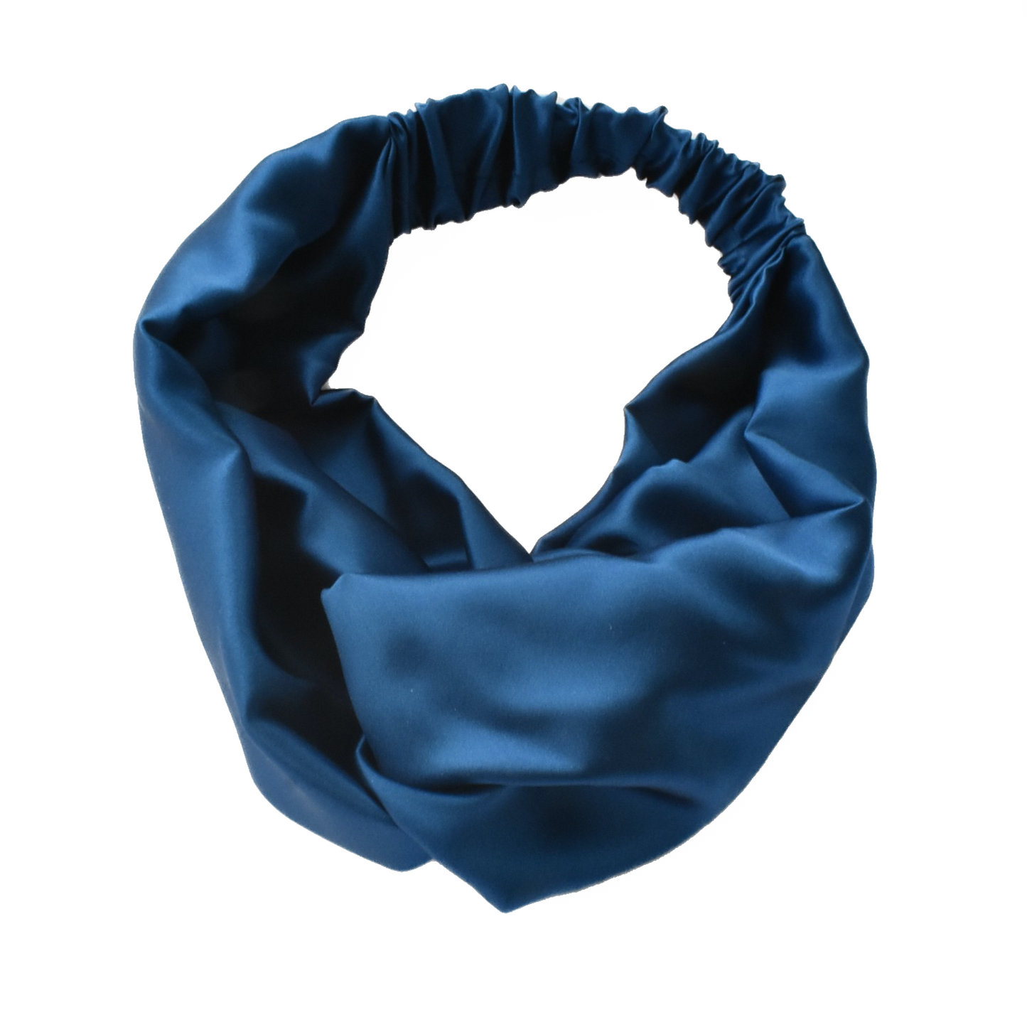 Silk Twisted Turban hairband and neck scarf in Peacock Blue Mulberry Silk - 100% pure silk satin