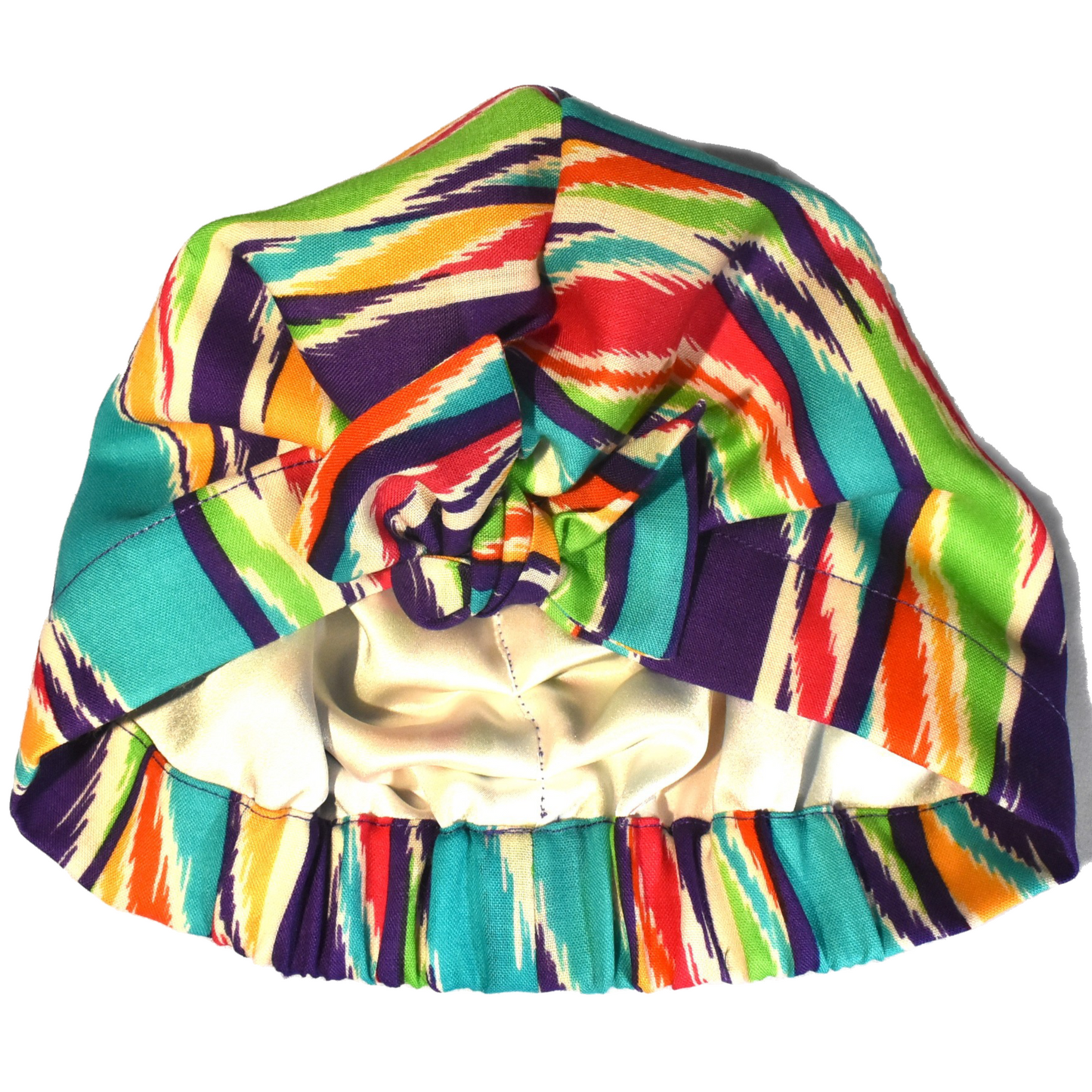 Ladies Turban Hat - Vintage 1970-80s Bright Ikat Print in Liberty of London printed - Varuna wool