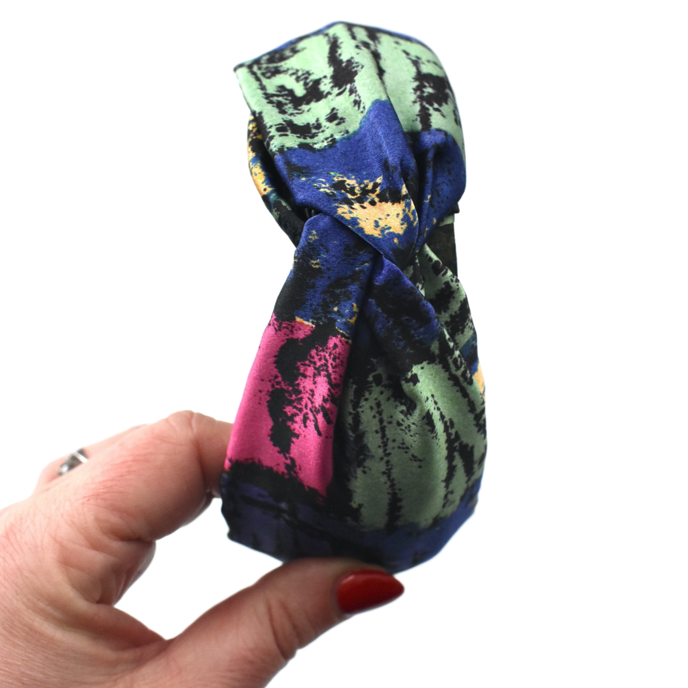 Luxury Silk Twisted Alice band - Liberty of London Althea Bright Graphic Silk Satin