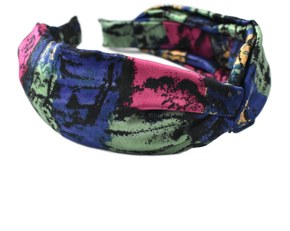Luxury Silk Twisted Alice band - Liberty of London Althea Bright Graphic Silk Satin
