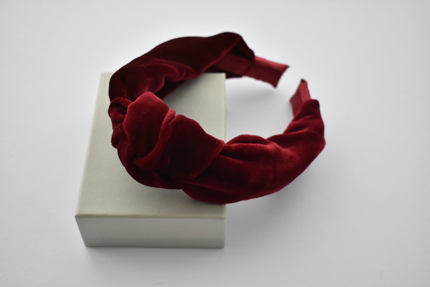 Classic Knot head band - Ruby & Ox Blood Red Velvet - Tot Knots of Brighton